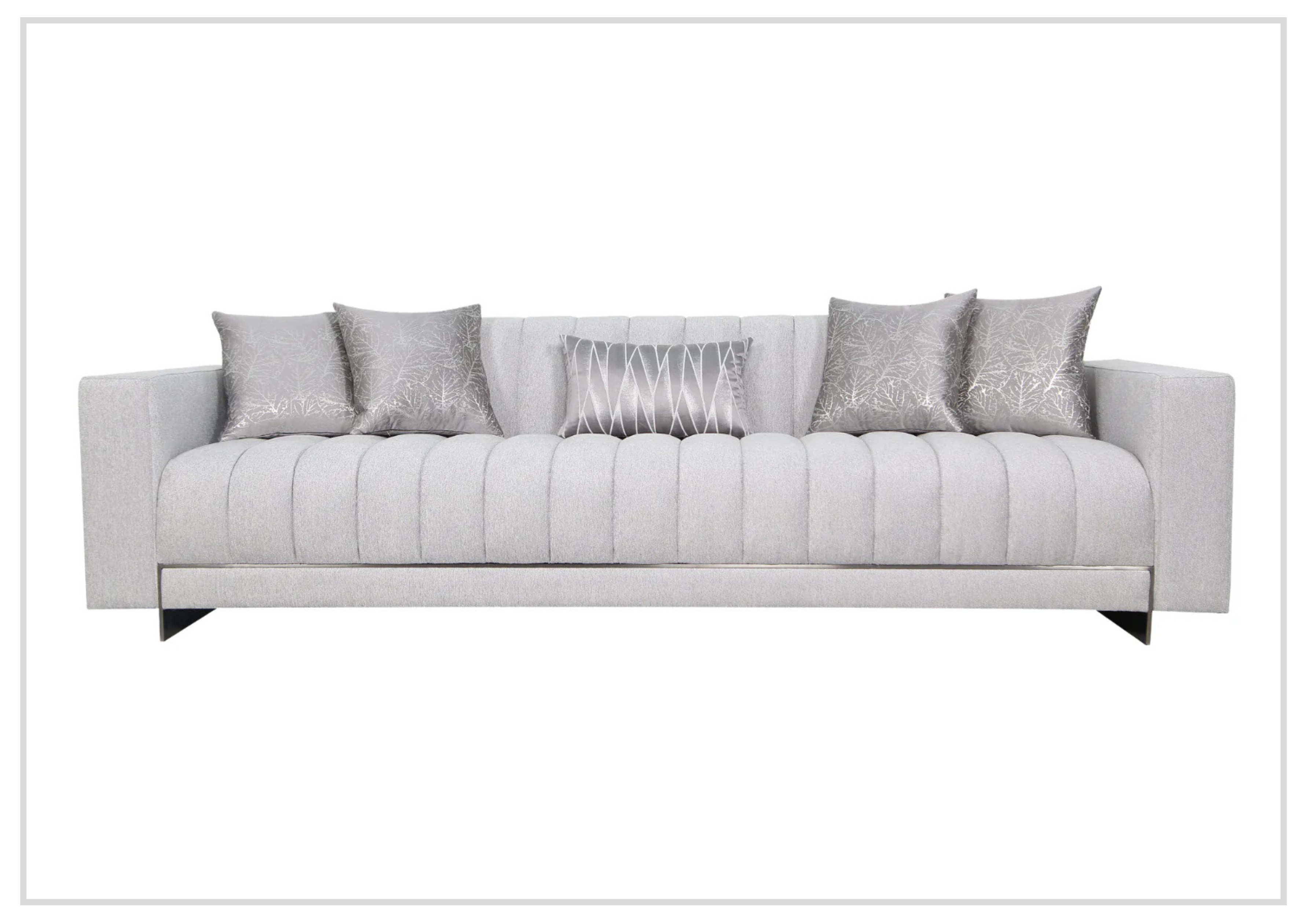 Klaussner Talento 3-Seater Sofa - Gray Tufted Fabric Sectional Couch with Track Arms for Living Room, Lounge & Home Theater Comfort