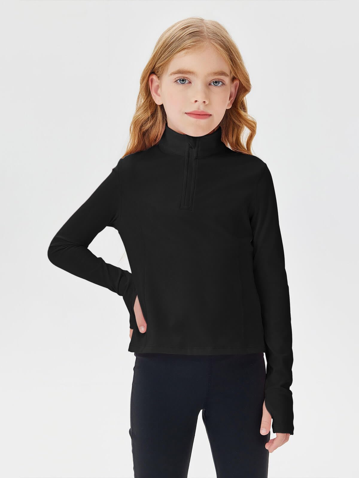 Haloumoning Women's Half Zip Pullover Sweatshirt - Long Sleeve Cropped Workout Top with Mock Neck for Yoga, Running & Gym - Athletic Casual Streetwear Style
