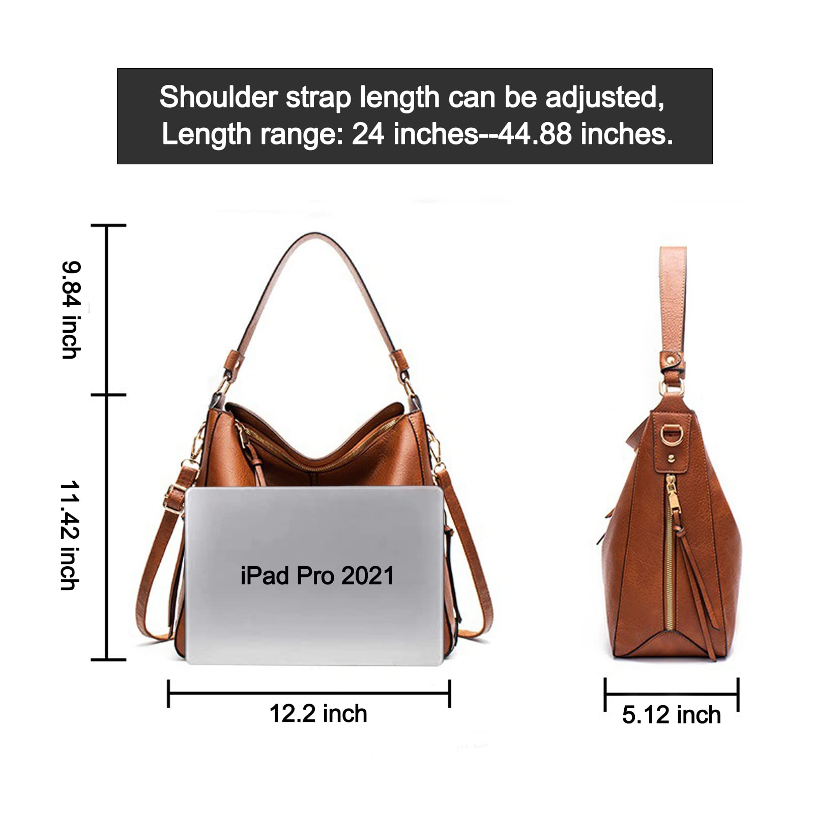 VODIU Women's PU Leather Tote Bag - Large Crossbody Shoulder Bag with Adjustable Strap, Fashion Hobo Purse for Work, Travel & Shopping