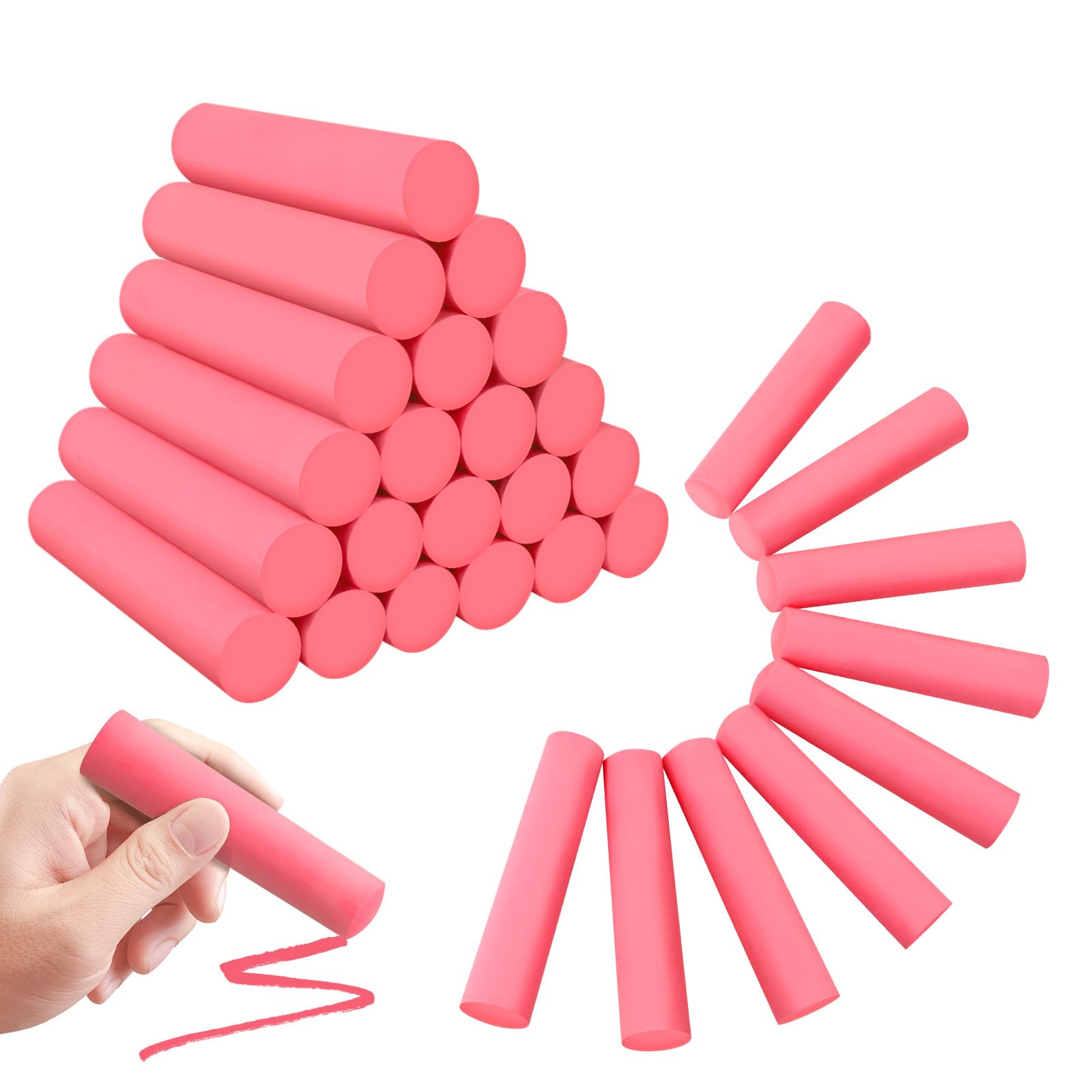 50 Pack Non-Toxic Washable Jumbo Sidewalk Chalk for Kids - Outdoor Art Play, Chalkboard & Blackboard Drawing, Playground Fun - Vibrant Colors for Creative Play (Red) - Perfect for Birthday Parties, School Activities & Summer Outdoor Games