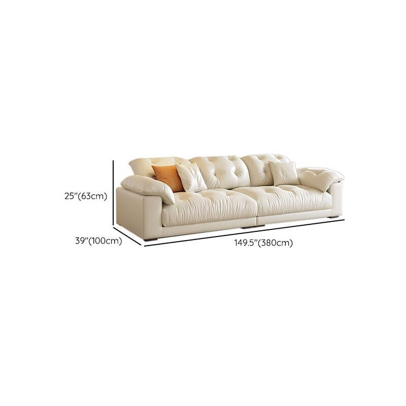 Comfortable White Standard Sofa for Living Room with 3 Soft Pillows - Perfect for Relaxing, Entertaining Guests, and Enhancing Home Decor