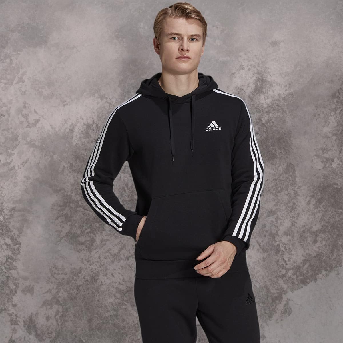adidas Men's Essentials Fleece 3-Stripes Hoodie - Soft Comfortable Pullover Sweatshirt for Casual Wear, Gym & Outdoor Activities
