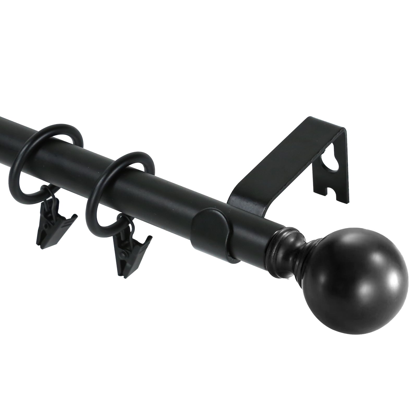 Urbanest Adjustable Single Curtain Rod Set with Ball Finials & Rings - 5/8 Inch Diameter for Living Room, Bedroom & Window Decor