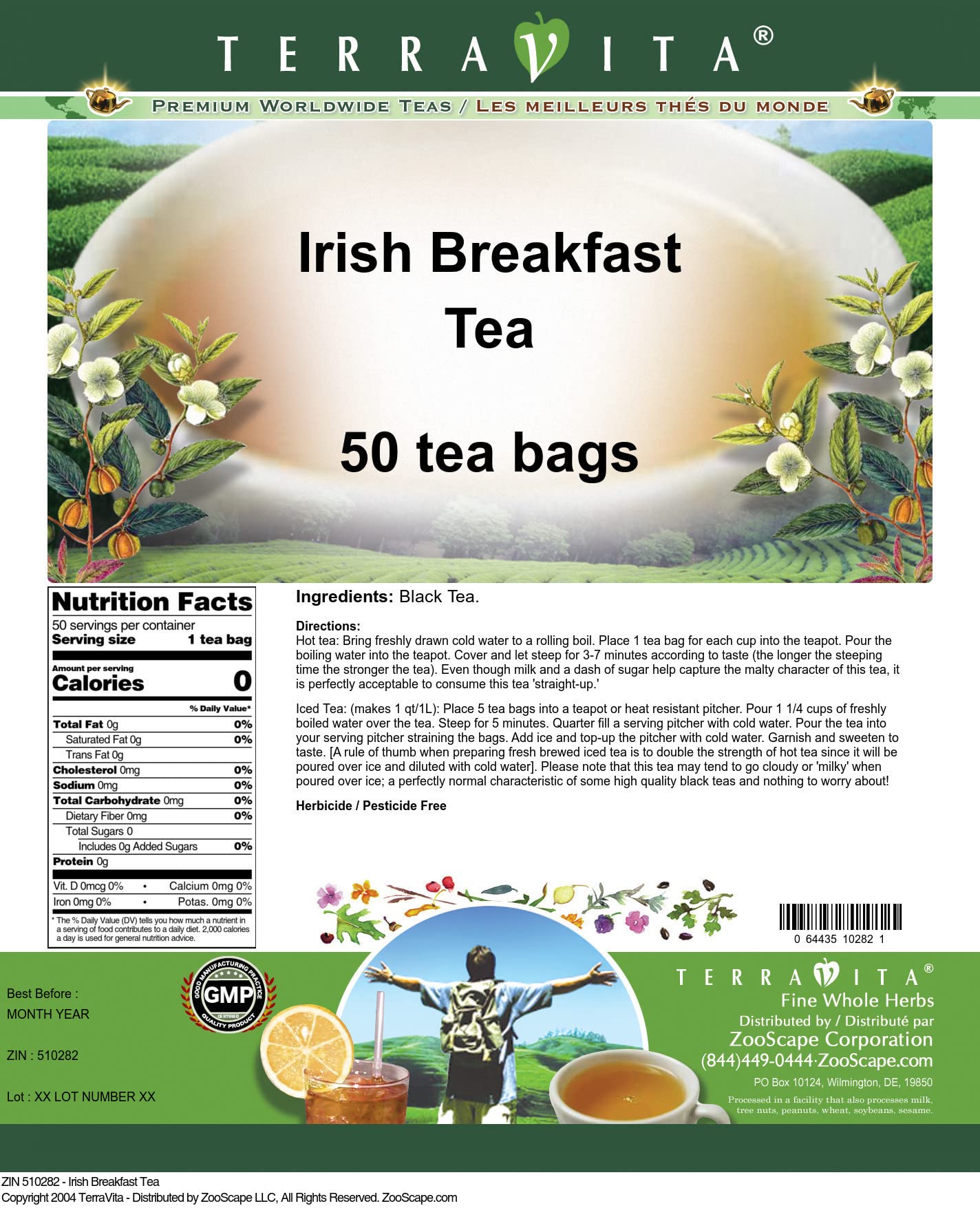 Premium Irish Breakfast Tea - 50 Tea Bags | Strong & Robust Black Tea Blend | Rich Flavor with Malty Notes | Perfect for Morning Energy & Afternoon Tea Time | ZIN: 510282