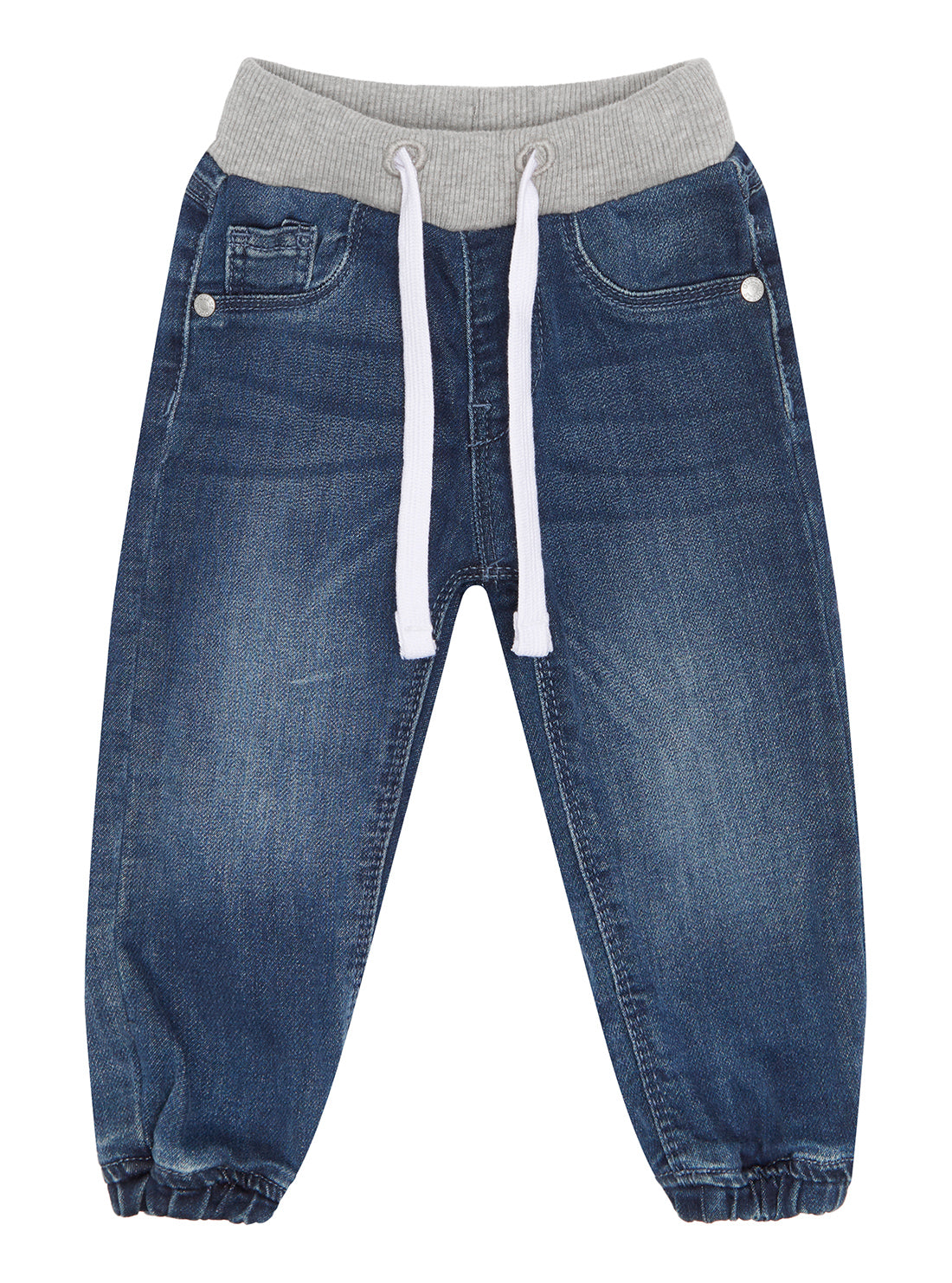 Light Blue Wash Pull On Denim Pants for Baby Boys & Girls (3-18 Months) - Soft Comfortable Stretchy Joggers for Playtime & Everyday Wear