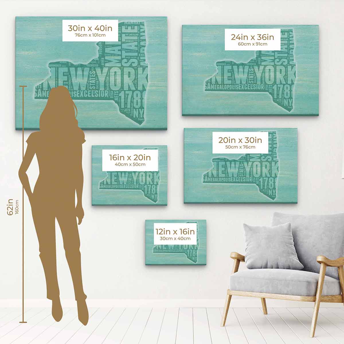 Blue New York Skyline Wall Art Canvas Print - Modern Cityscape Decor for Living Room, Bedroom & Office