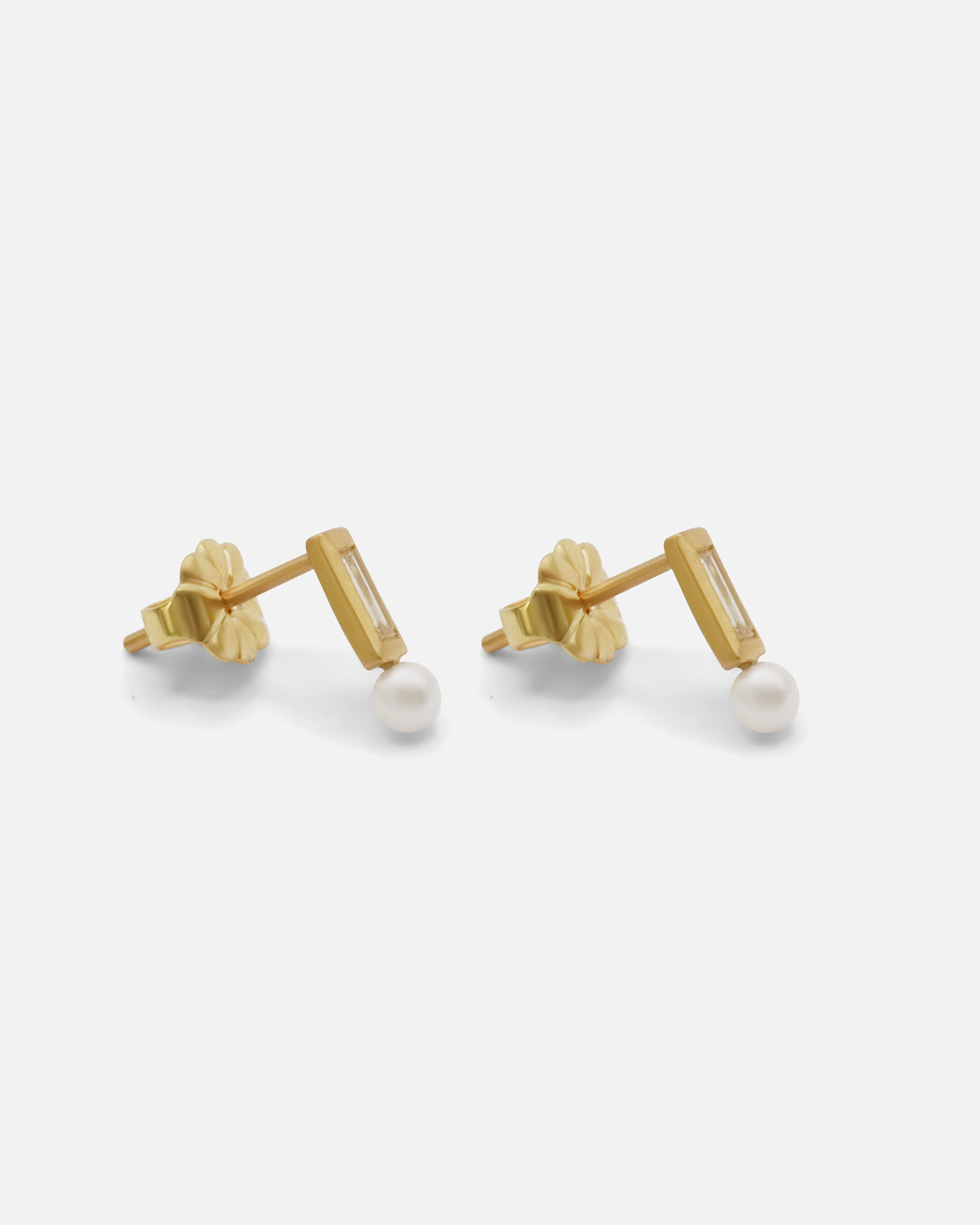 Umi Baguette Seed Pearl Stud Earrings for Women - Elegant Pearl Jewelry for Wedding, Party & Everyday Wear