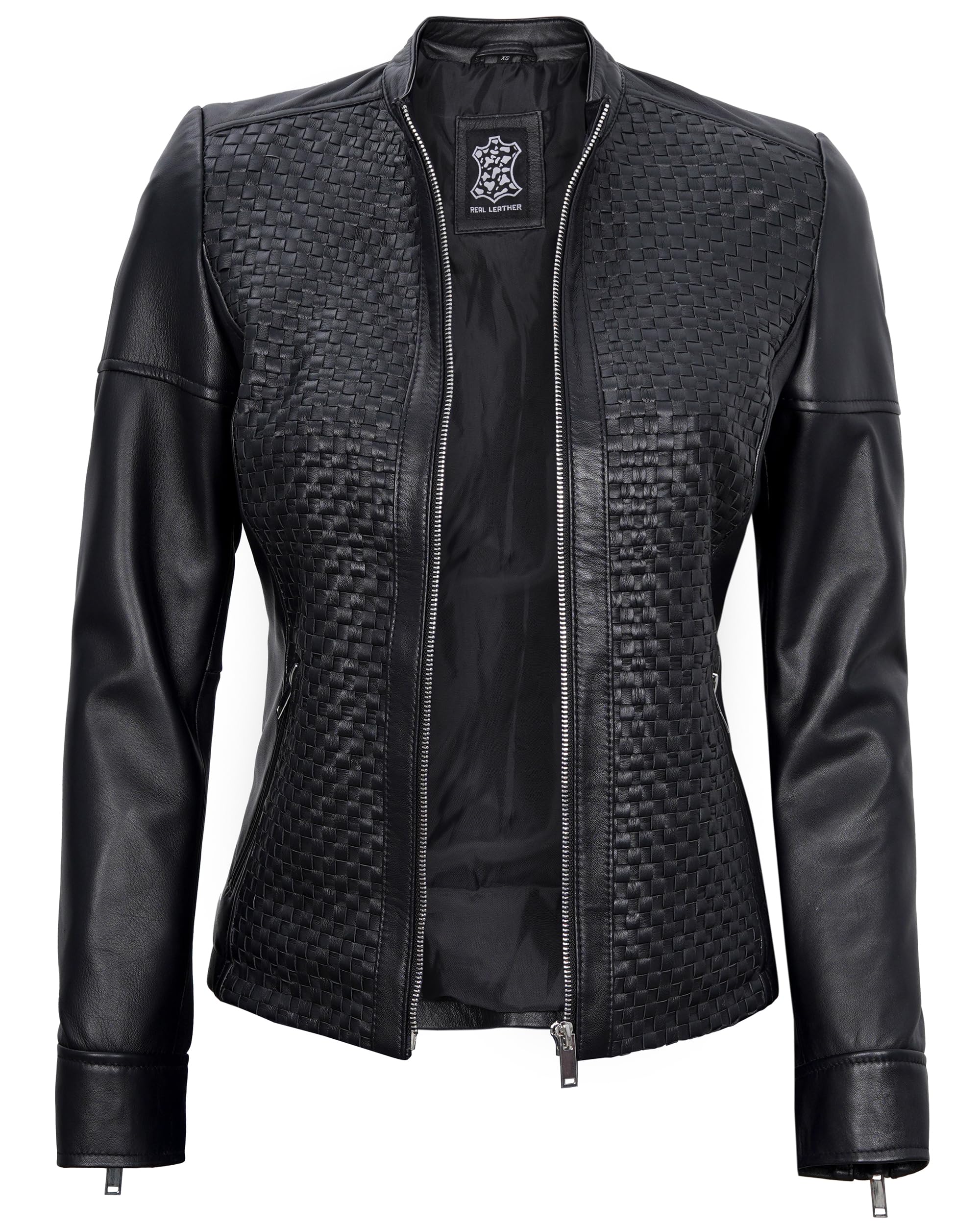 Blingsoul Genuine Leather Jacket for Women - Stylish Cafe Racer Biker Jacket with Zipper | Perfect for Motorcycle Riding, Casual Outfits & Night Out