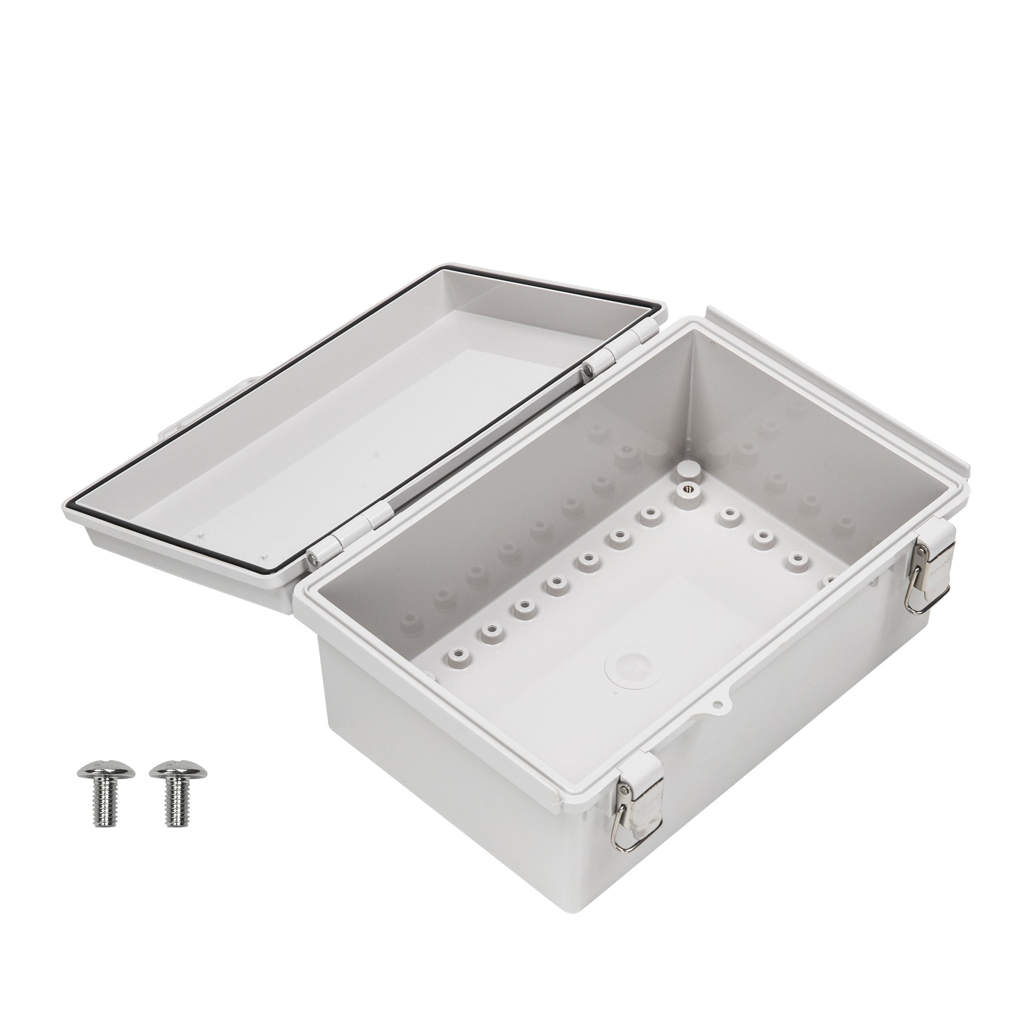 Boxco P Series 7.87 x 11.81 x 5.12 Inches (200 x 300 x 130mm) Waterproof Plastic Enclosure - IP67 & IK08 Rated, Polycarbonate Grey Cover with Molded Hinge & Latch | Ideal for Outdoor Electronics, Industrial Equipment & Harsh Environment Protection