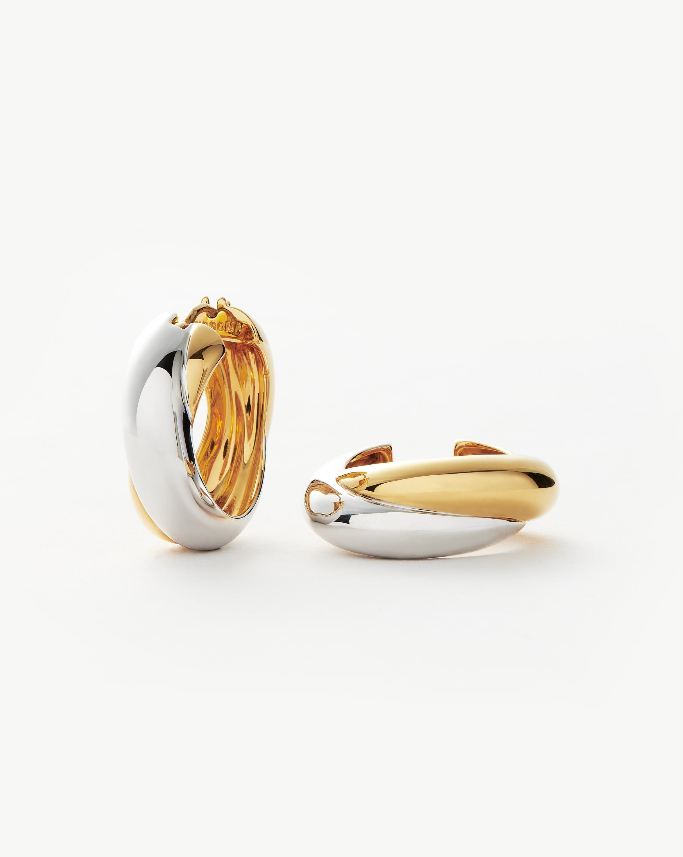 Lucy Williams Chunky Medium Entwine Hoop Earrings | Mixed Metal Gold & Silver | Trendy Boho Jewelry for Women | Perfect for Parties, Weddings & Everyday Wear
