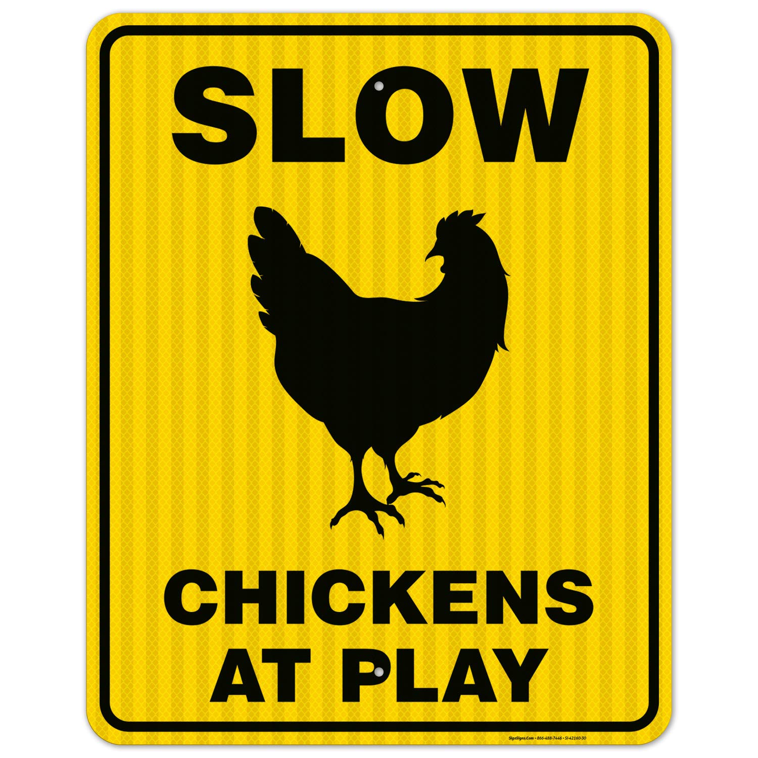 Slow Chickens at Play Sign - 24x30 Inches Reflective Aluminum Chicken Crossing Sign for Coops & Farms - 3M EGP .080 Fade-Resistant - Indoor/Outdoor Use - Made in USA - Perfect for Rural Roads, Poultry Farms & Backyard Chicken Coops