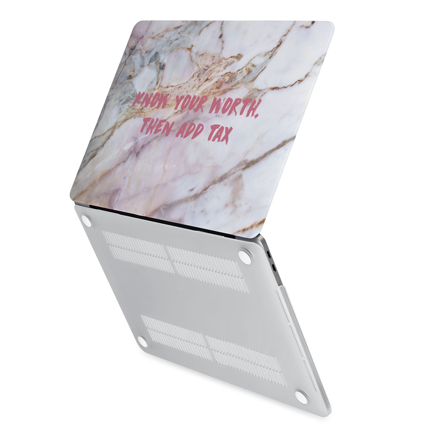 Premium MacBook Case with Inspirational Quote - Know Your Worth Then Add Tax - Perfect for Work, School & Travel