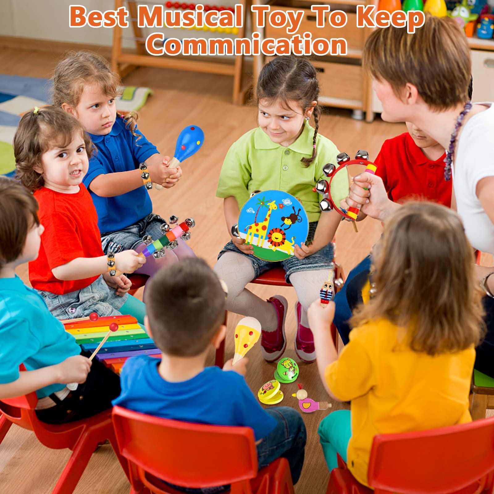 20-Piece Kids Musical Instruments Set - Wooden Shakers, Tambourine, Xylophone & Percussion Toys for Early Learning | Perfect Gift for Boys & Girls with Carrying Bag | Ideal for Preschool Music Class, Birthday Parties & Home Playtime