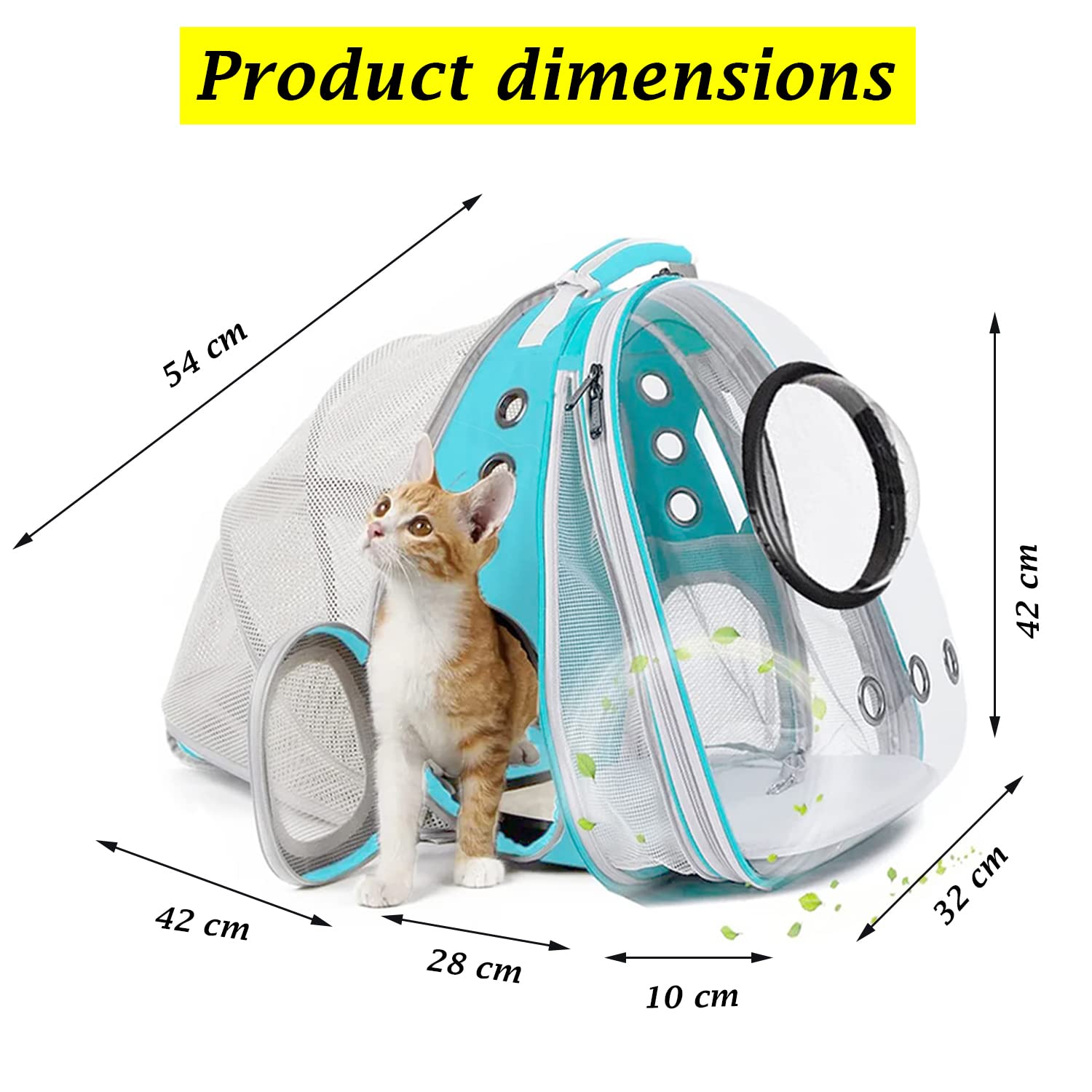 Emily Pets Airline-Approved Pet Carrier Backpack - Bubble Design for Cats & Small Dogs - Travel, Hiking & Outdoor Use - Perfect for Airplane Cabins, Vet Visits & Daily Adventures (Sky Blue)