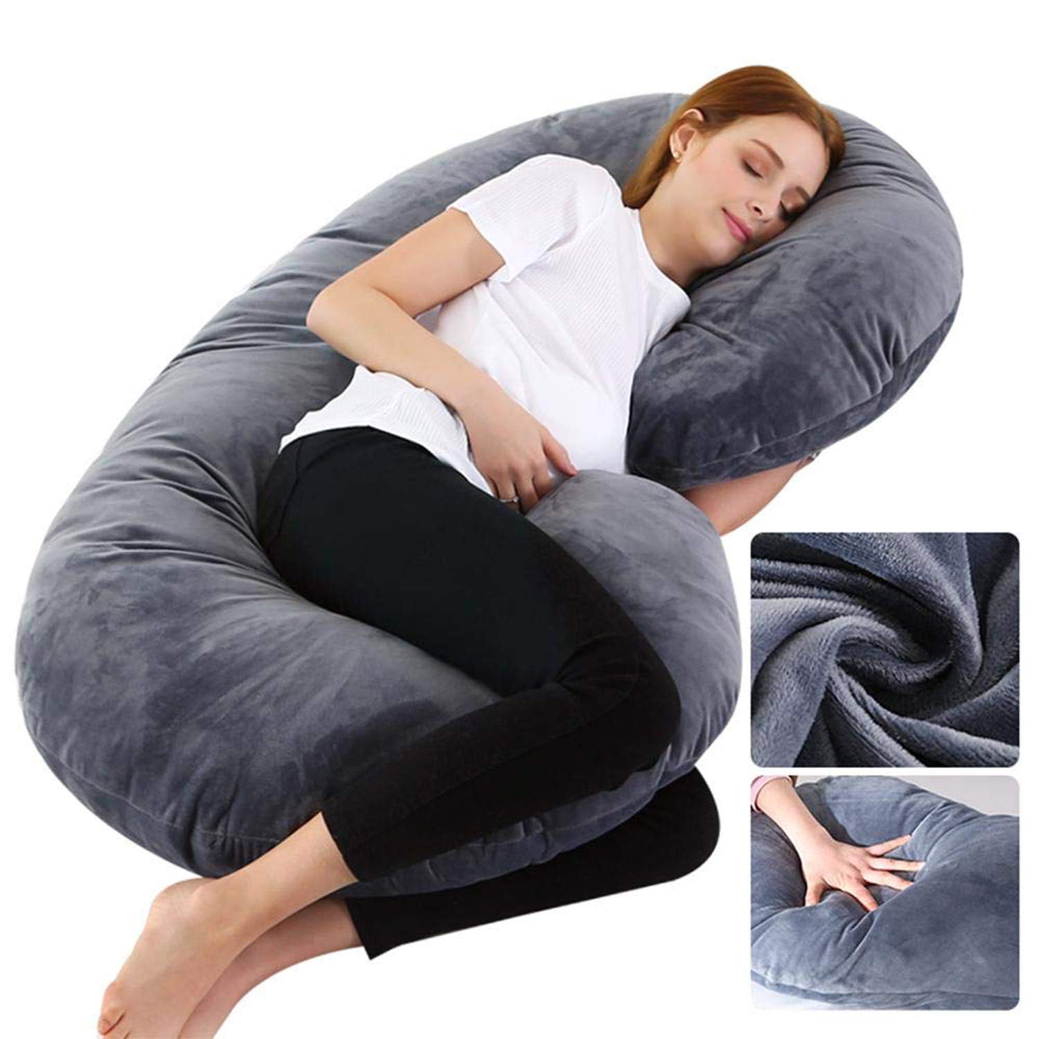 **Premium Pregnancy Body Pillow for Back, Neck & Leg Pain Relief - Shredded Memory Foam Support Pillow (Dark Grey) - Ideal for Maternity, Nursing & Comfortable Sleep**