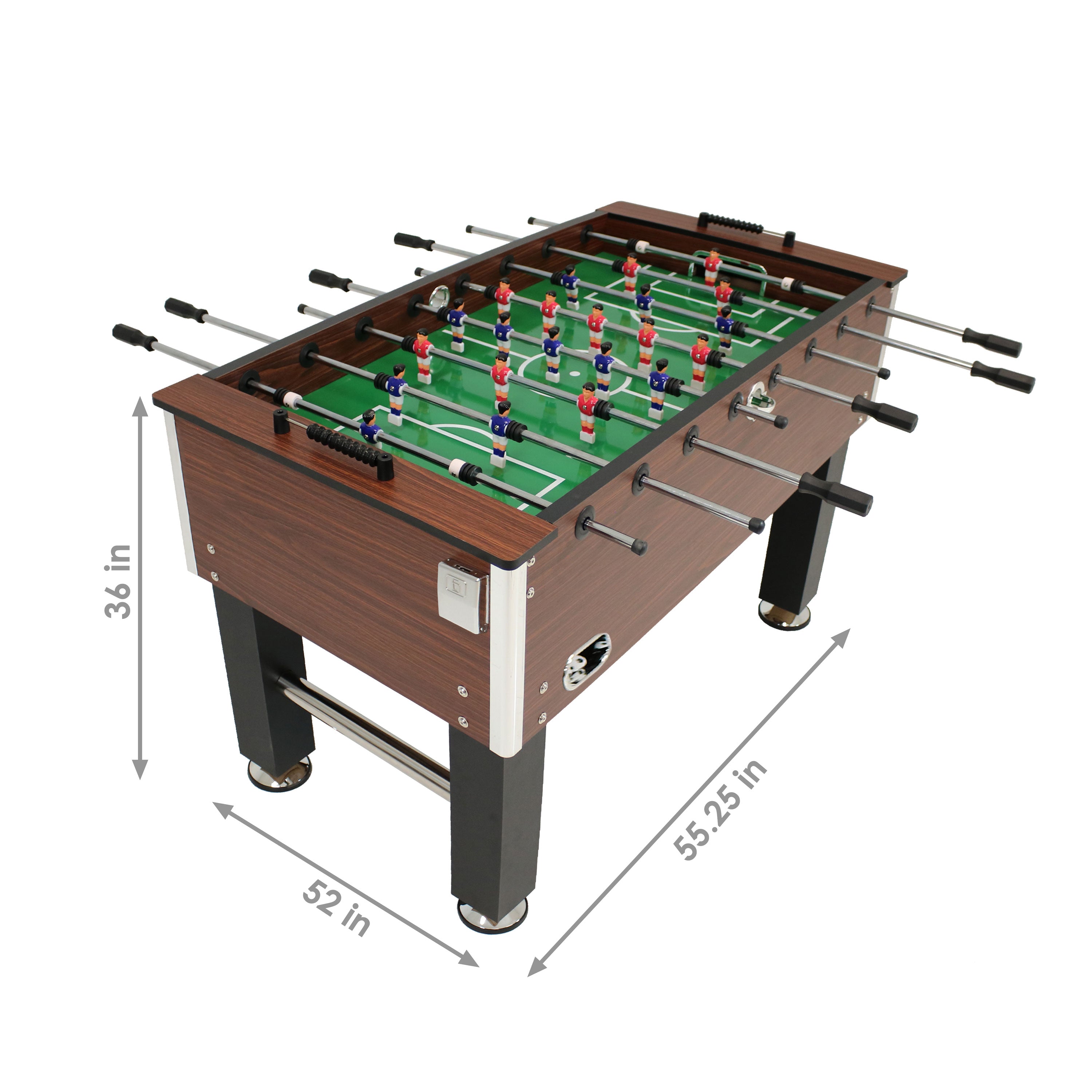 Sunnydaze 55-Inch Faux Wood Foosball Table with Folding Drink Holders - Perfect for Game Rooms, Basements, and Indoor Entertainment