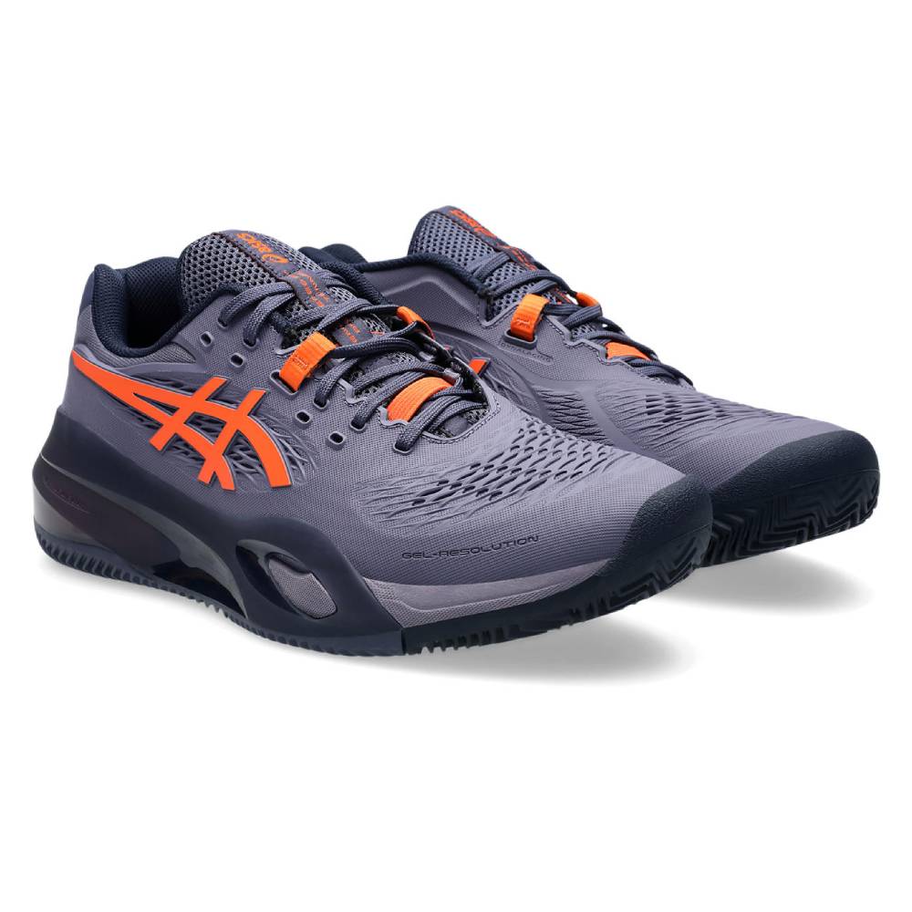 ASICS Gel Resolution X Clay Men's Tennis Shoes - Greyish Purple/Nova Orange - High-Performance Clay Court Shoes for Competitive Play & Training