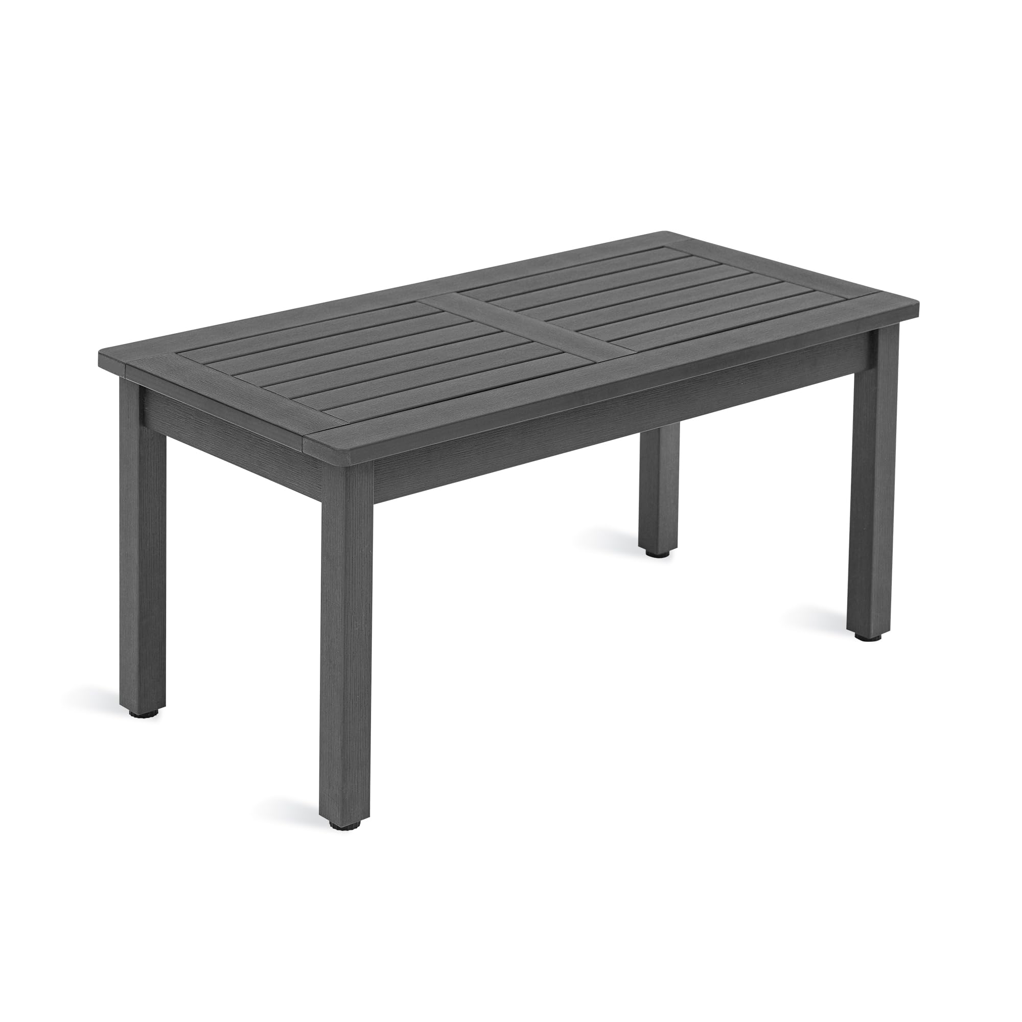 LUE BONA Outdoor Rectangle Coffee Table - All-Weather HDPS Patio Table with Slatted Tabletop for Deck, Garden, Balcony - Indoor/Outdoor Use - Dark Gray | Perfect for Backyard, Poolside & Outdoor Living Spaces