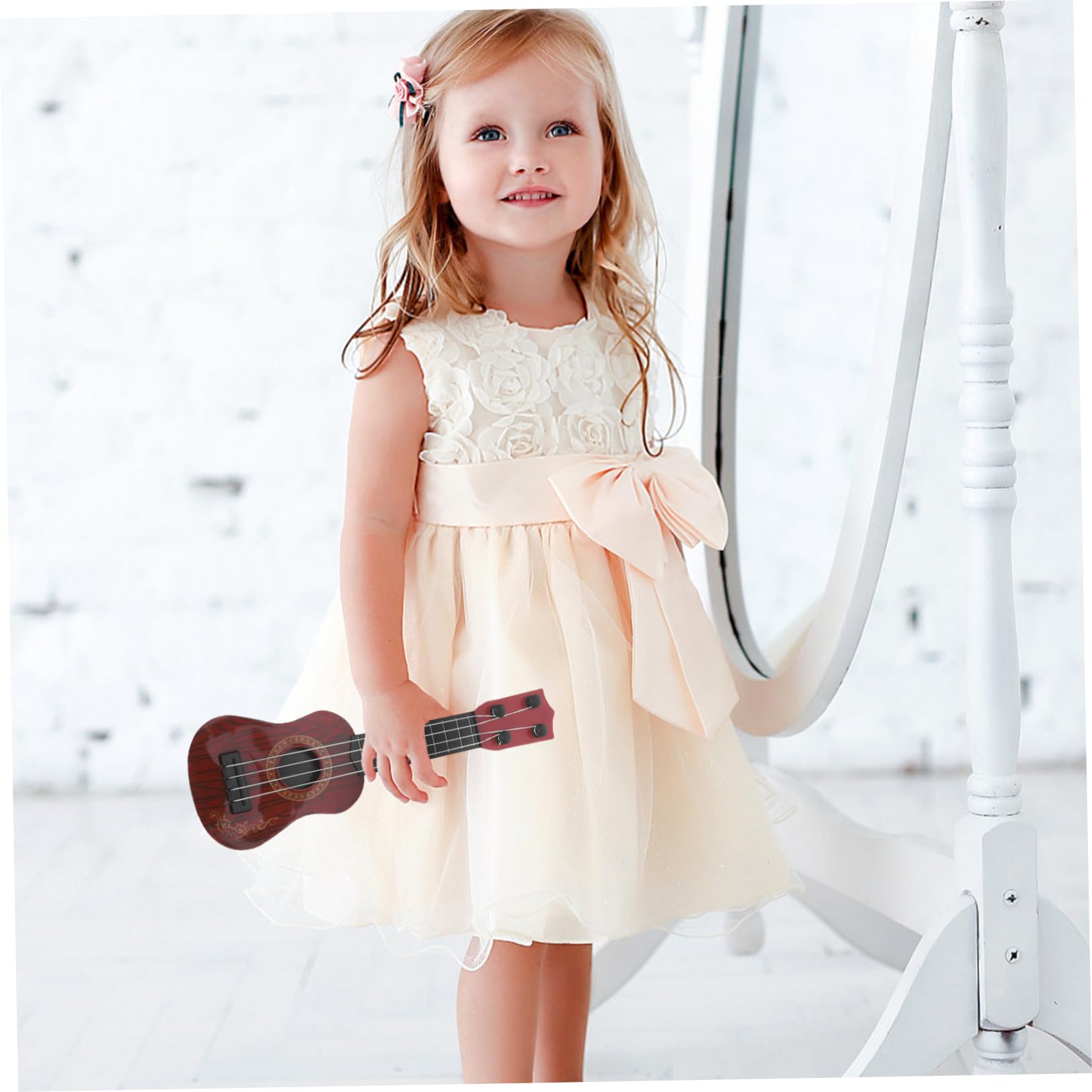 UPKOCH 4-Piece Toy Guitar Set for Kids - Mini Banjo, Ukulele & Guitar Musical Learning Toys - ABS Brown - Perfect for Birthday Gifts, Pretend Play & Early Music Education