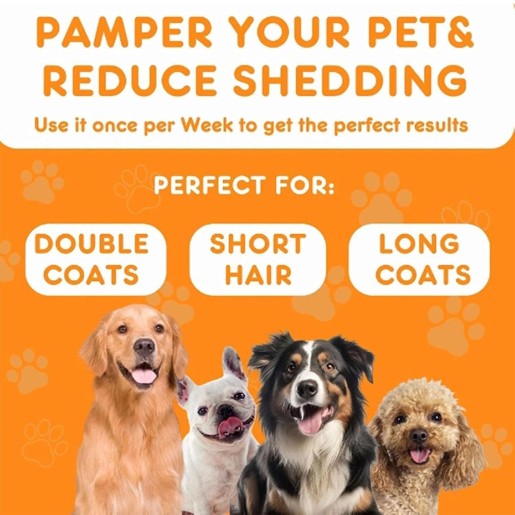 Mr Waggy Tails Deshedding Brush for Dogs - Grooming Tool for Long & Short Hair - Perfect for Home Pet Care