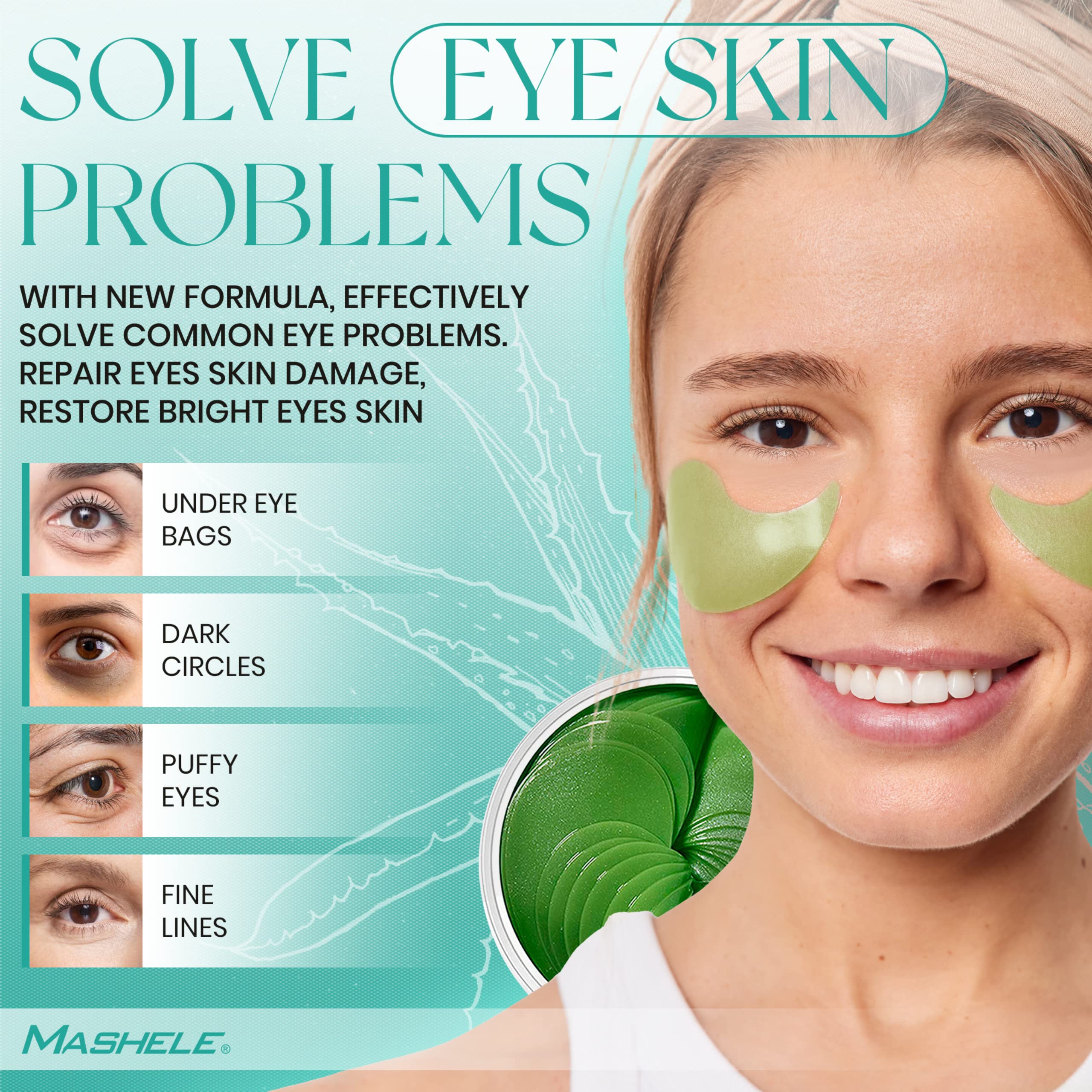 60pcs Korean Aloe Vera Collagen Under Eye Gel Patches - Dark Circle & Puffiness Treatment, Anti-Wrinkle Eye Mask for Women & Men - Hydrating & Soothing for Tired Eyes | Perfect for Night Routine, Travel & Post-Makeup Care