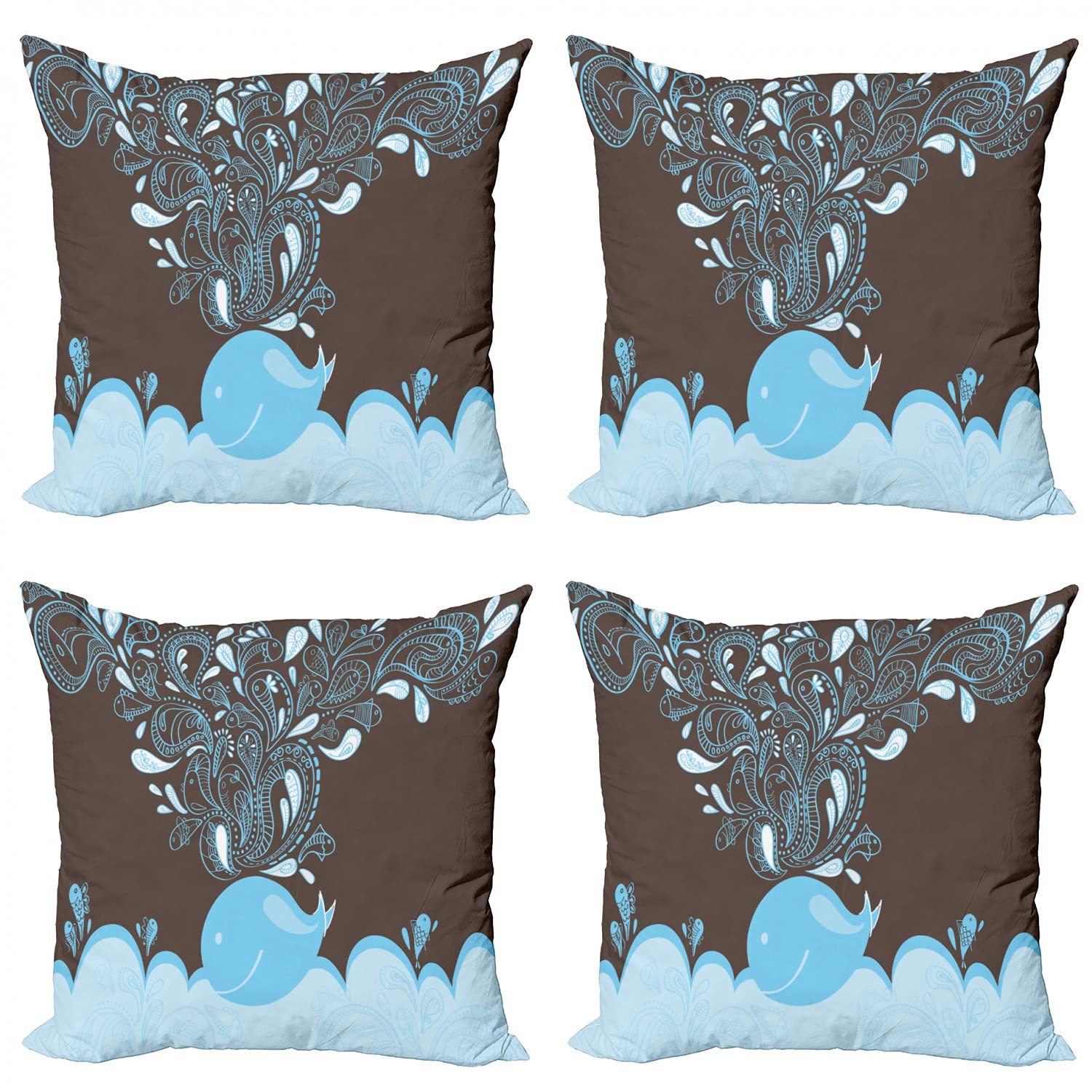Ambesonne 4-Pack Whale Decorative Throw Pillow Covers - 18