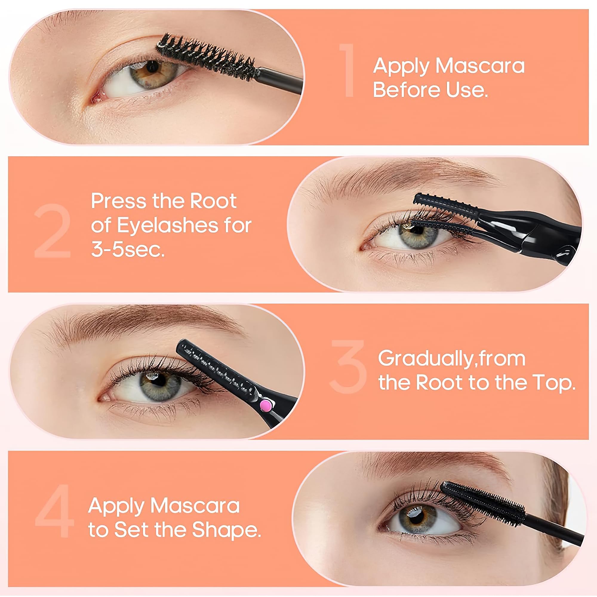 AVEDIA USB Rechargeable Heated Eyelash Curler - 3 Adjustable Temperature Settings for Perfect Curls, Waterproof & Safe Eyelash Lift Kit for Women | Great for Home, Travel & Professional Makeup Use