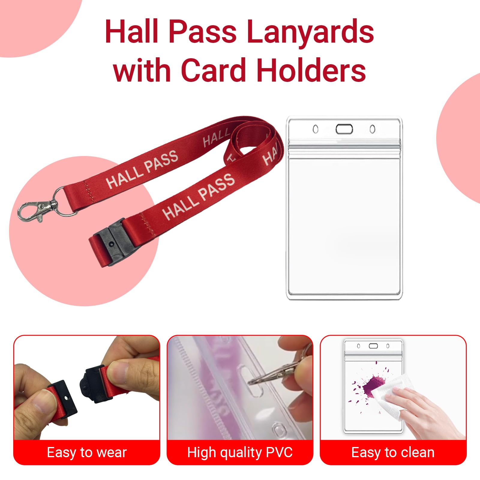 Hall Pass Lanyards with Card Holders - 10 Pack for Teachers & Parents - Perfect for School & Classroom Management