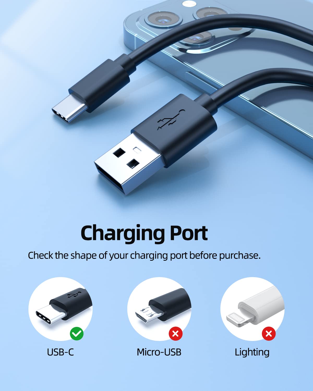 5FT USB-C Charging Cable Compatible with JBL Tune 510BT 710BT 760NC 225TWS 125TWS 660NC 130NC TWS 230NC TWS 300 TWS True Wireless Bluetooth Headphones - Fast Charging Cord for Home, Office & Travel Use