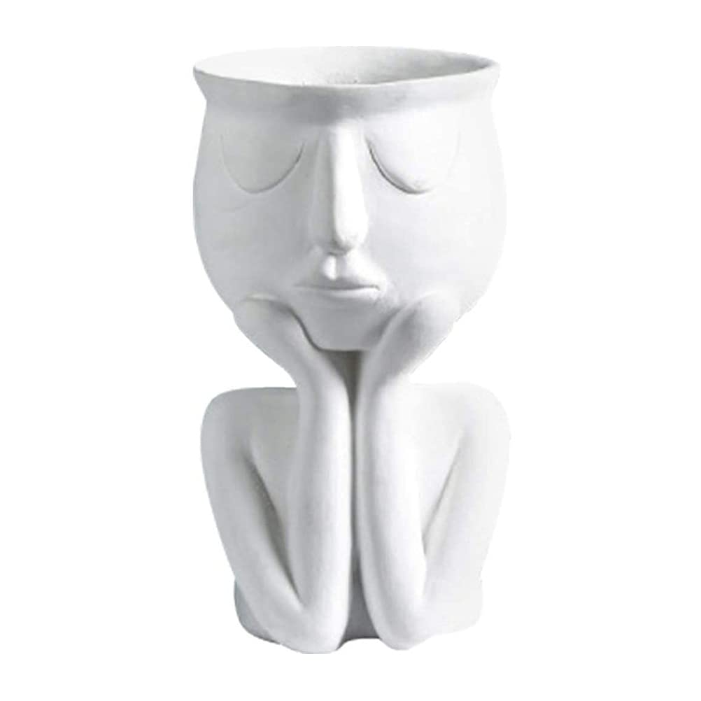 YXBDN Resin Succulent Planter Pot - Creative Face Head Flower Vase for Home & Garden Decor - White - Perfect for Indoor Plants, Office Desk Decor & Gift Ideas