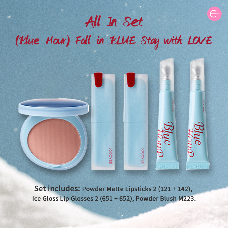 Joocyee Winter Blue Tone Series Makeup Set - All-in-One Cosmetics Kit for Eyeshadow, Blush & Lipstick | Perfect for Holiday Parties & Winter Makeup Looks