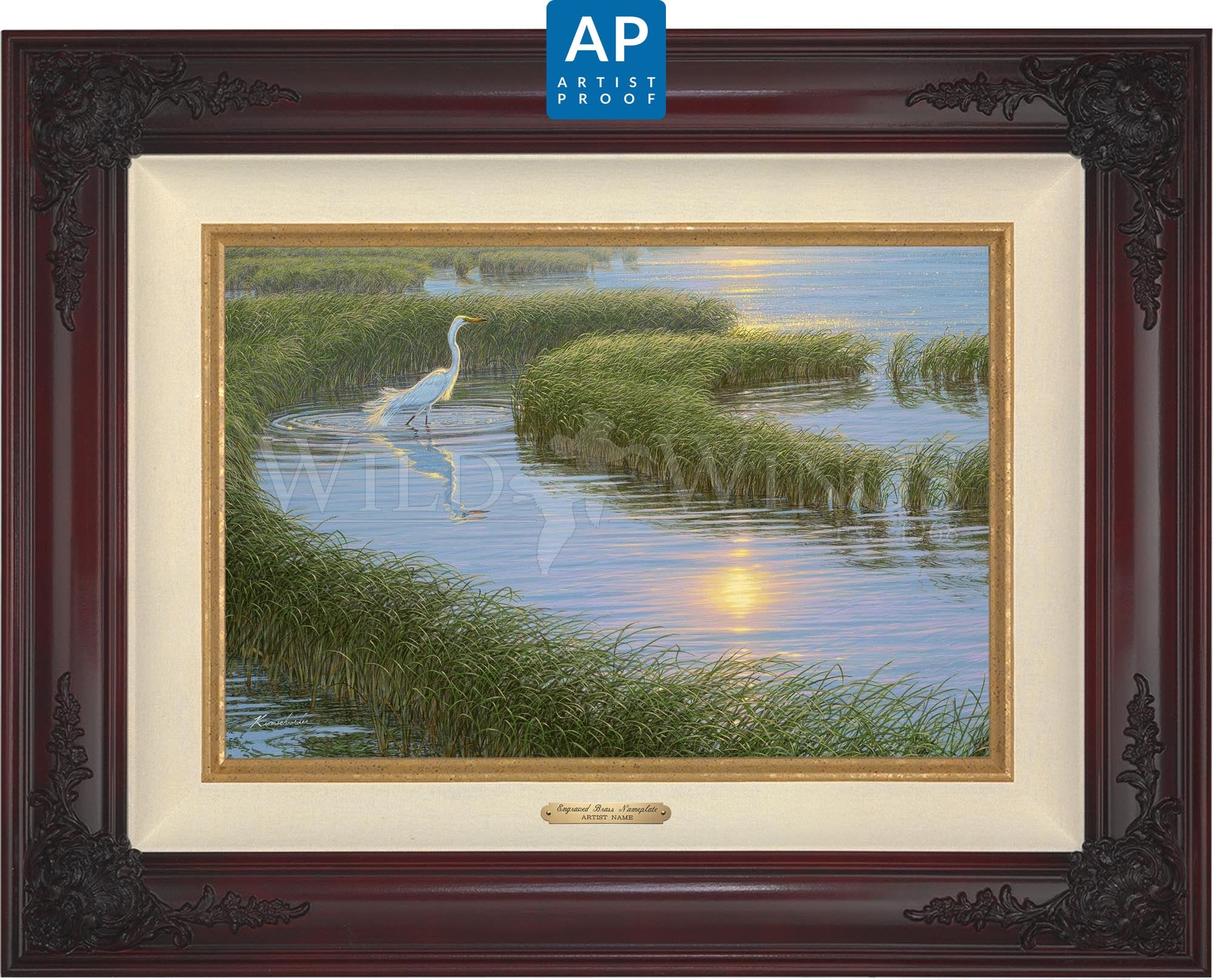 Evening Solitude - White Egret Artist Proof Edition (AP) | Limited Edition Art Print | Perfect for Home Decor, Office Wall Art & Gift Giving