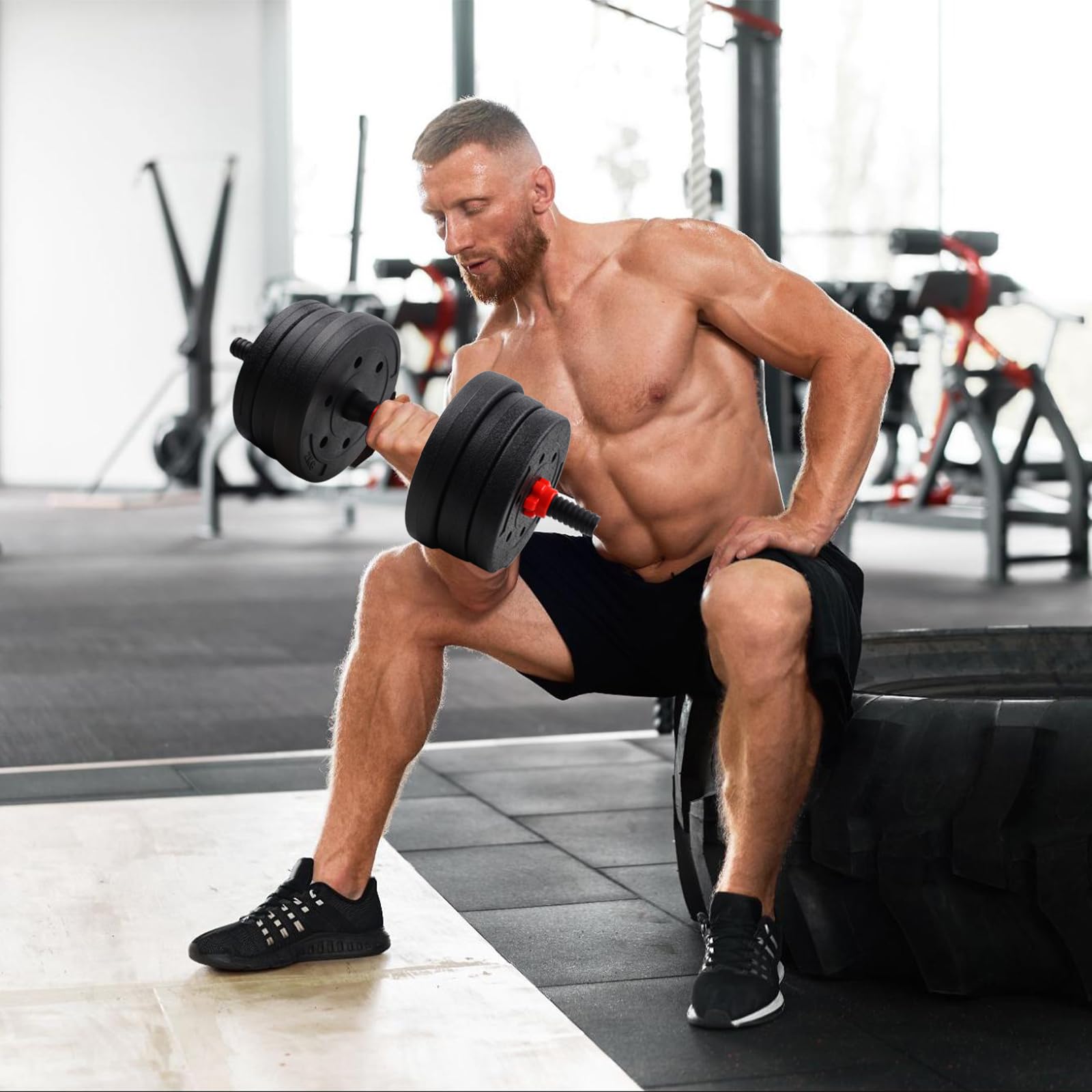 40lbs Adjustable Dumbbell Set with Connector - 3-in-1 Convertible Free Weights for Home Gym, Strength Training & Push-up Stand - Perfect for Men & Women Fitness Enthusiasts (Ideal for Small Spaces, Full-Body Workouts & Home Exercise Routines)