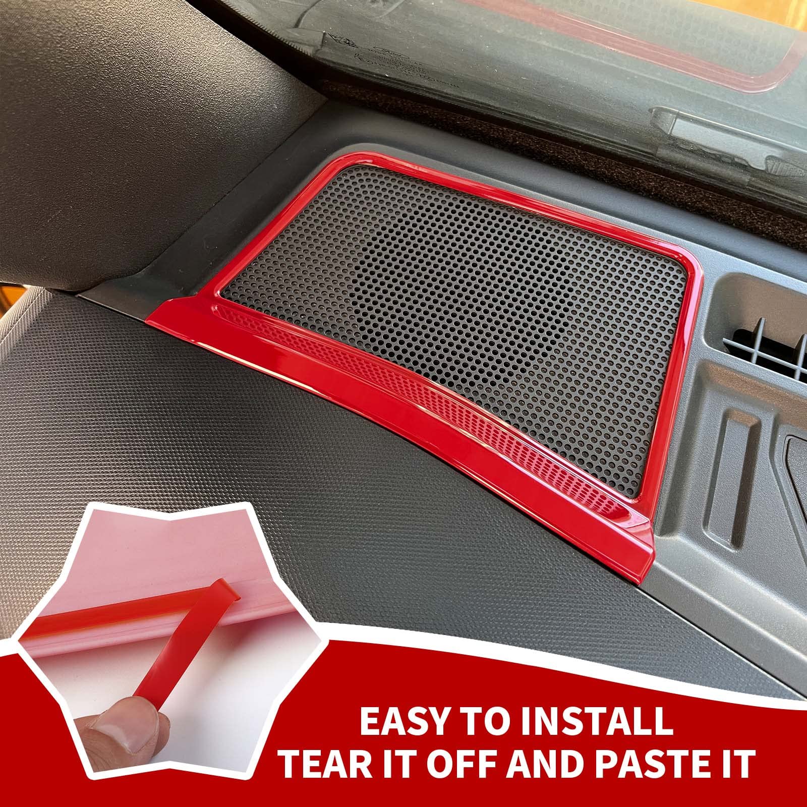 Bronco A-Pillar Speaker Trim & Center Console Speaker Cover for 2021-2023 Ford Bronco | Interior Accessories | Red | Upgrade Your Ride's Audio System for Off-Road Adventures