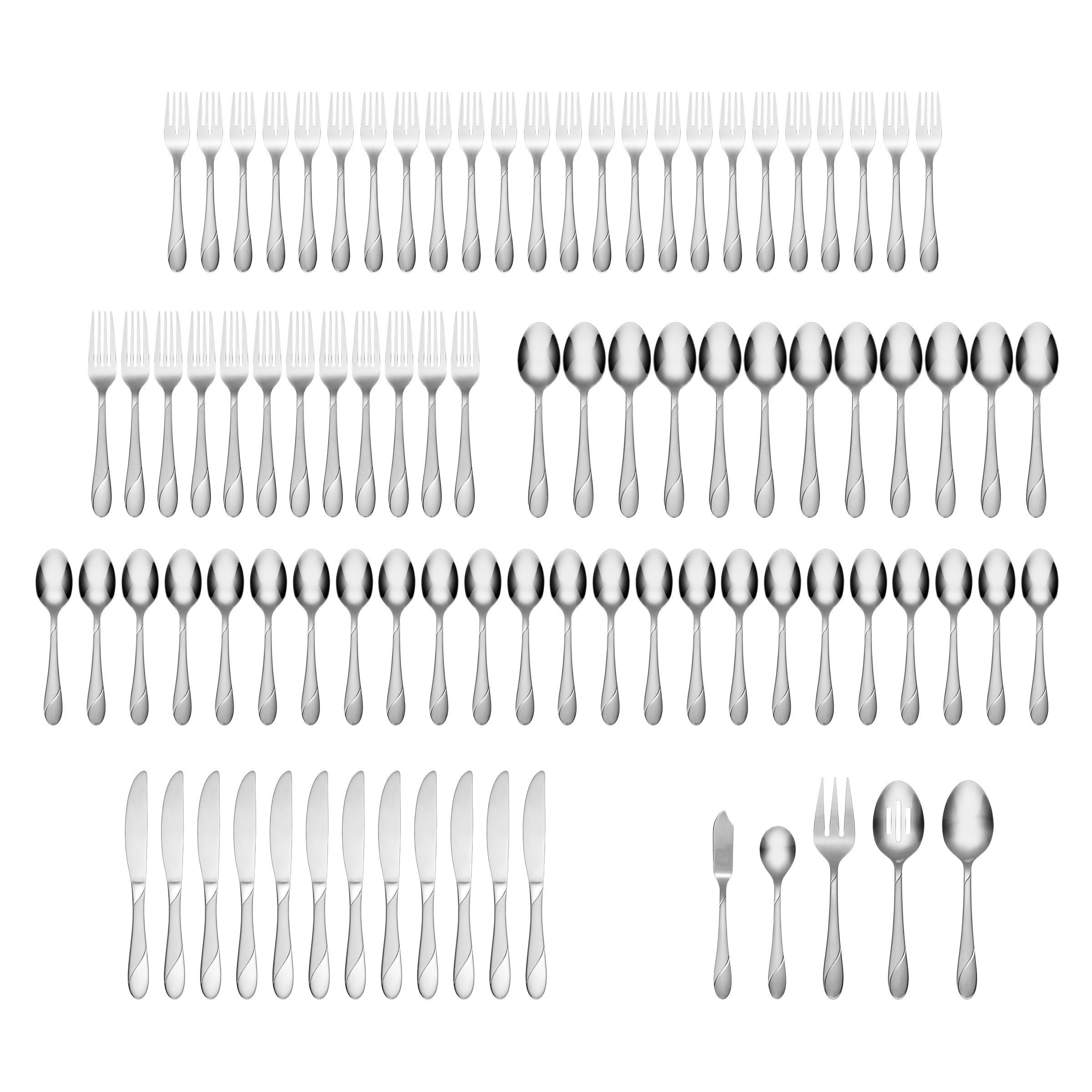 89-Piece Swirl Sand Flatware Set - Stainless Steel Cutlery Set for Dining, Kitchen, Parties & Entertaining