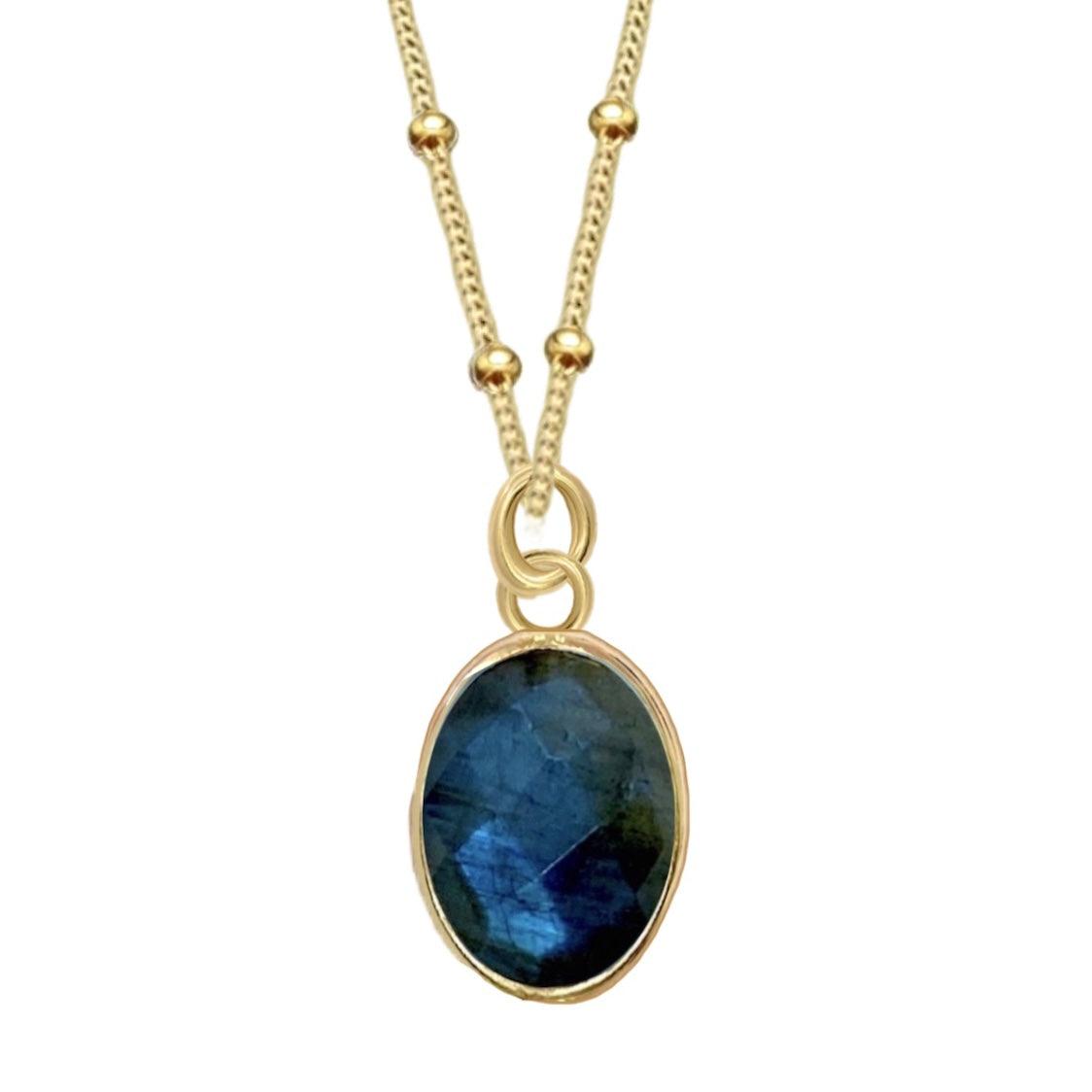 Iridescent Gold Labradorite Necklace for Women – Elegant Healing Crystal Jewelry for Spiritual Protection & Energy Balance | Perfect for Meditation, Yoga & Everyday Wear