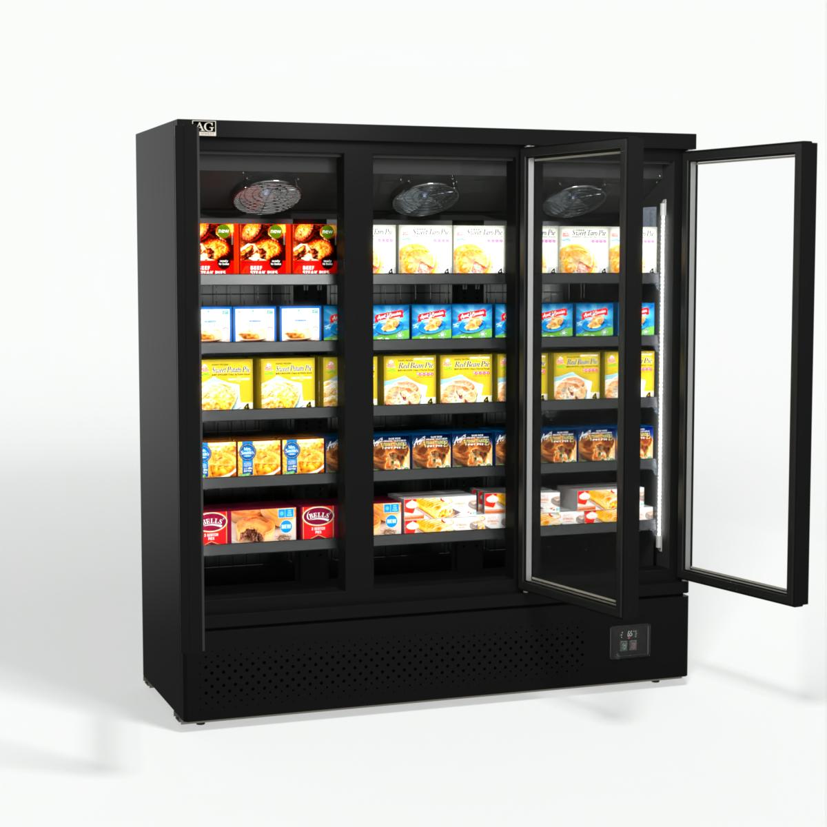 AG Supermarket 3-Door Upright Display Freezer FSB1500 - Commercial Refrigerator for Grocery Stores, Restaurants & Convenience Stores