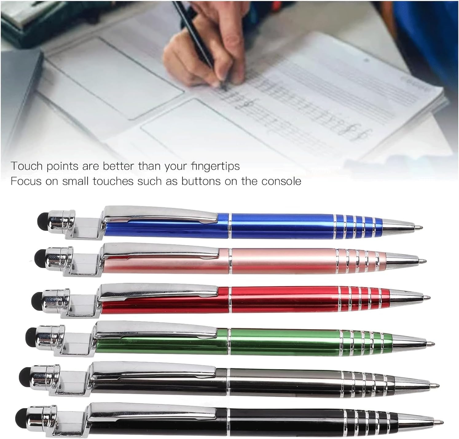 Premium Gel Pens & Ballpoint Pens with Stylus Tip for Touch Screens - Quick-Drying Ink, Compact Clip Design, Smooth Rollerball Writing - Perfect for Office, School, Note Taking & Digital Devices