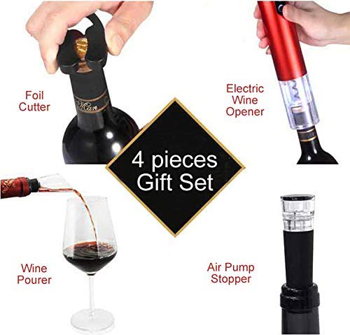 Premium Electric Wine Opener Set - Bi-Komfort Automatic Corkscrew & Bottle Opener with Foil Cutter, Wine Pourer & Vacuum Stopper - Perfect Gift for Wine Lovers & Entertaining at Home Parties