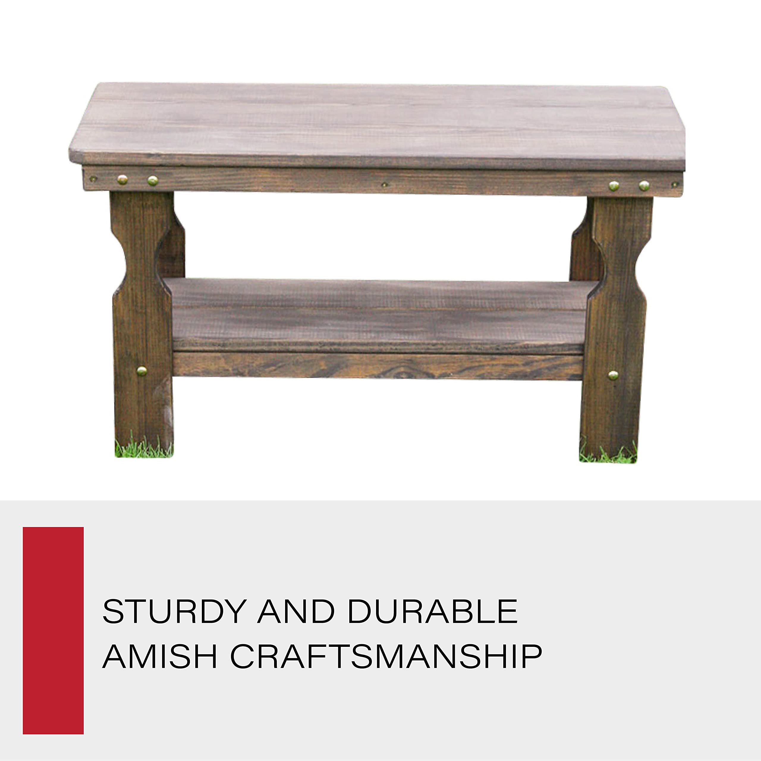 Amish Handcrafted Solid Pine Coffee Table - Heavy Duty Pressure Treated Dark Walnut Stain - USA Made Wooden Furniture for Living Room, Lounge & Patio