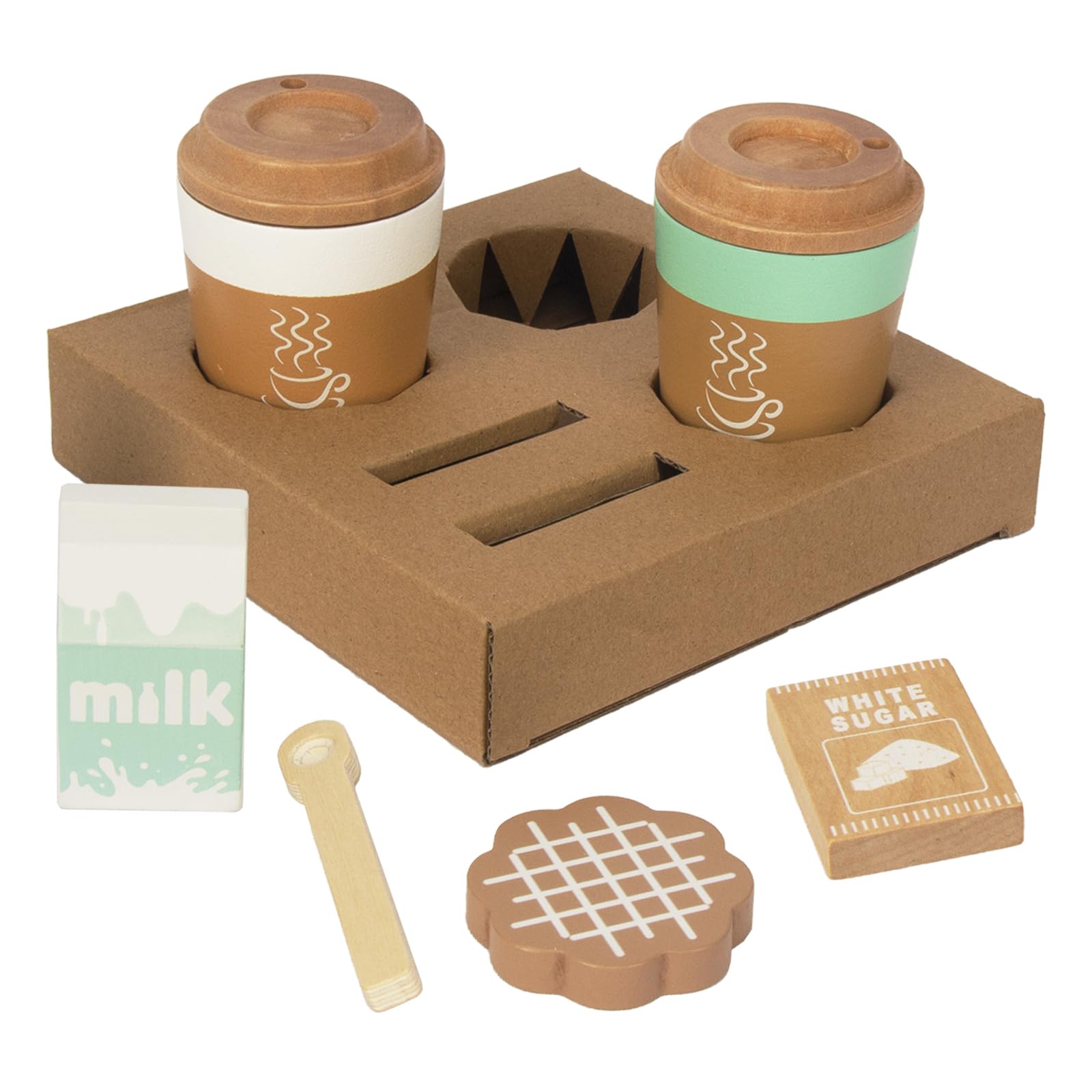 Wooden Pretend Play Coffee Cup Toys, Realistic Fake Food Play Kitchen Accessories, Educational Toddler Birthday Gift for Kids - Perfect for Role-Playing & Kitchen Fun