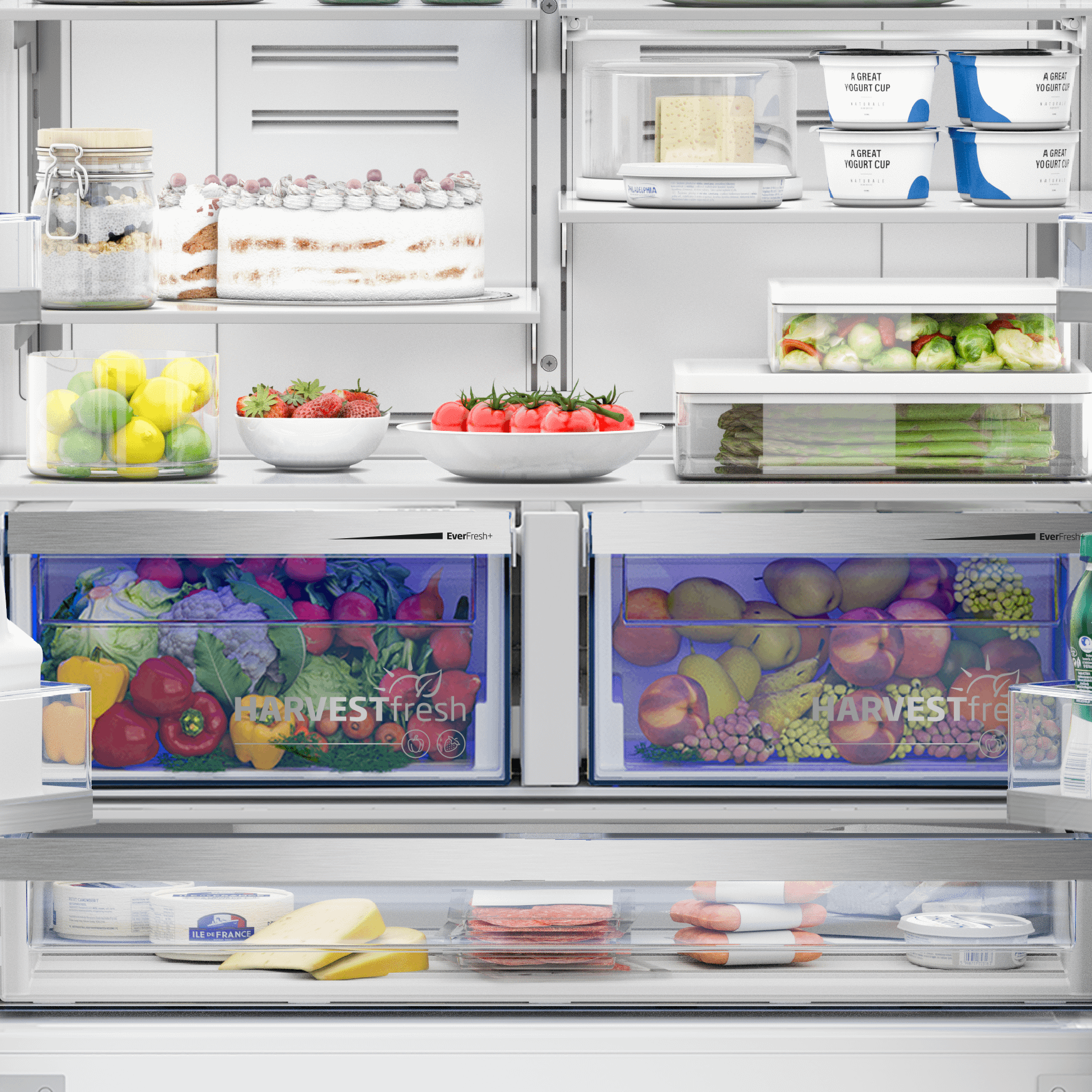 Beko BFFD3614ZSS 36 Inch French Door Refrigerator with HarvestFresh Technology - Energy Efficient Stainless Steel Smart Fridge for Modern Kitchens & Large Families