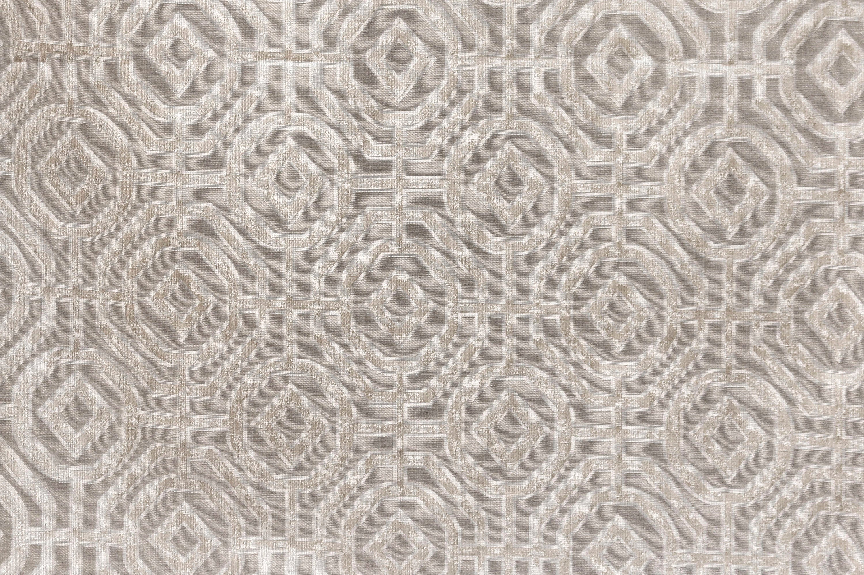 Beige Eternity Geometric Jacquard Weave Curtain Panels - Elegant Window Treatments for Living Room & Bedroom Decor
