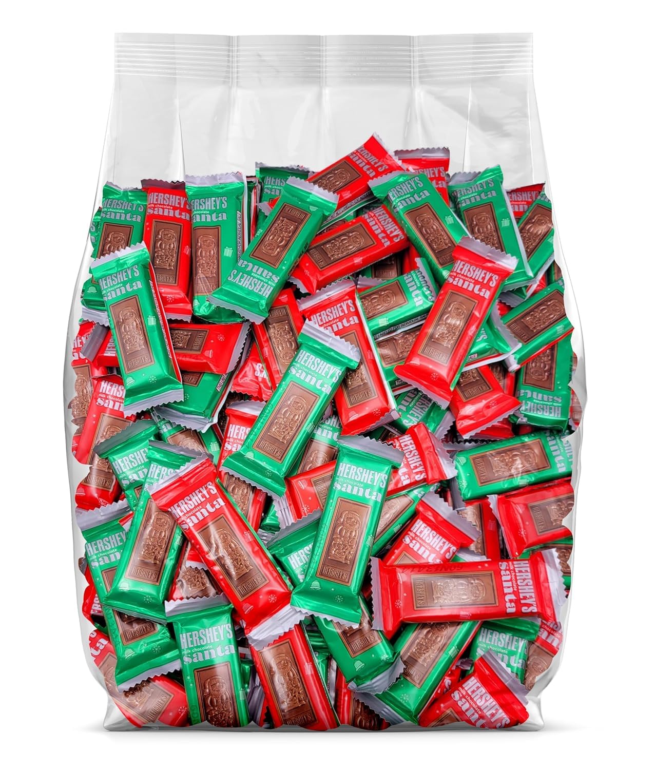 Hershey Milk Chocolate Santa Bars - Snack Size Holiday Candy - Bulk Individually Wrapped Christmas Treats (125 Pieces) - Perfect for Stocking Stuffers, Party Favors & Office Gifts