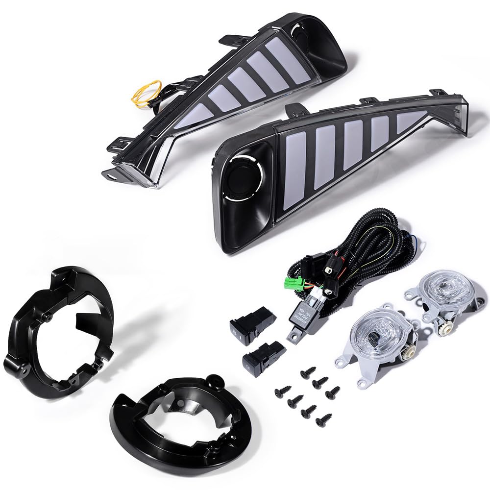 2020-2021 Toyota C-HR Front Bumper Fog Lights with Bezel & DRL Turn Signal - Upgrade for Enhanced Visibility & Style | Perfect for Night Driving & Off-Road Adventures