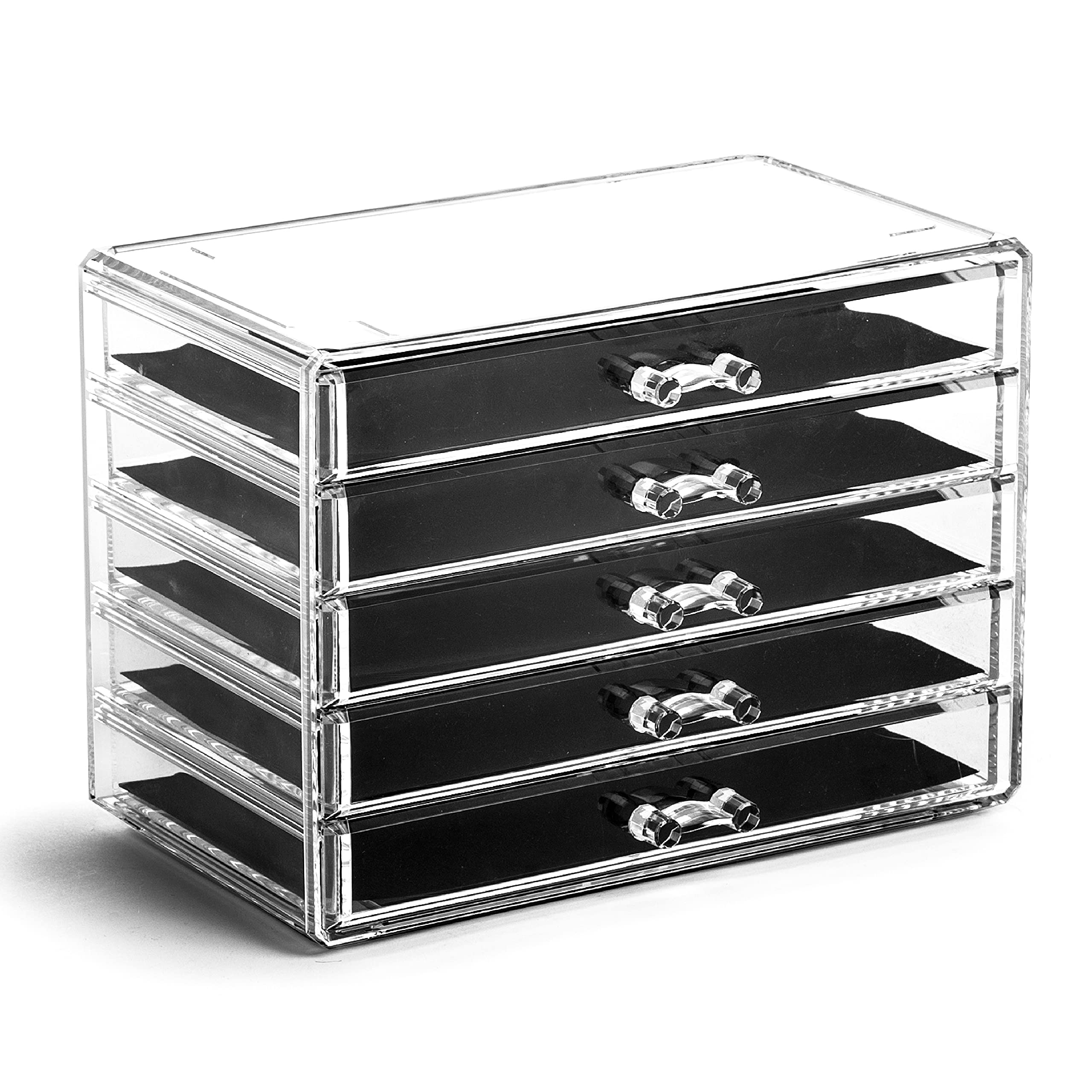 BINO Acrylic Makeup Drawer Organizer - 5 Drawers | Clear Beauty Storage for Vanity & Jewelry