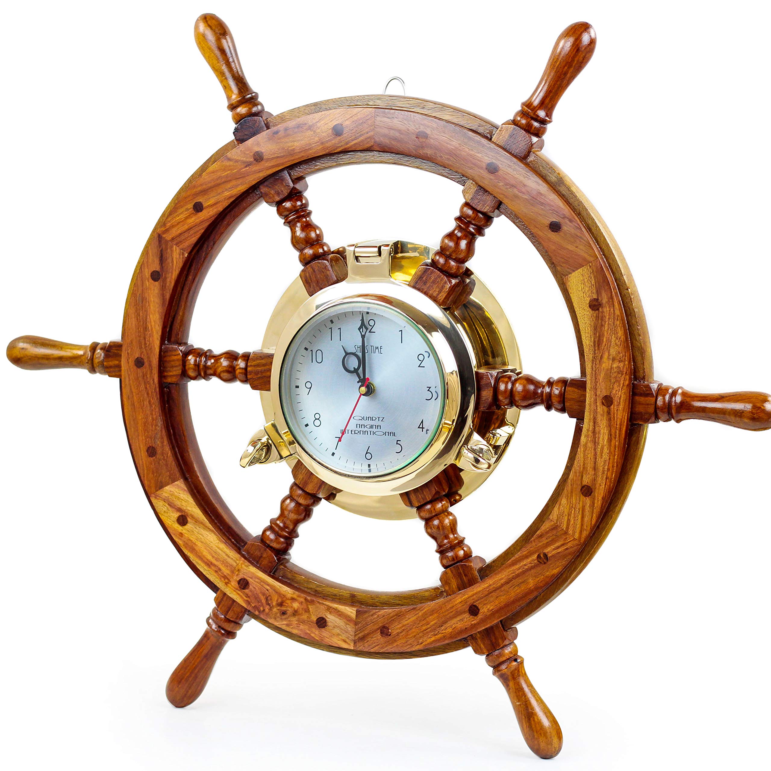 Handcrafted Pirate Style Nautical Wooden Ship Wheel - 24 Inch Teak Finish Maritime Decor for Beach House, Captain's Cabin & Coastal Home Decor | Perfect Gift for Sailors & Sea Lovers