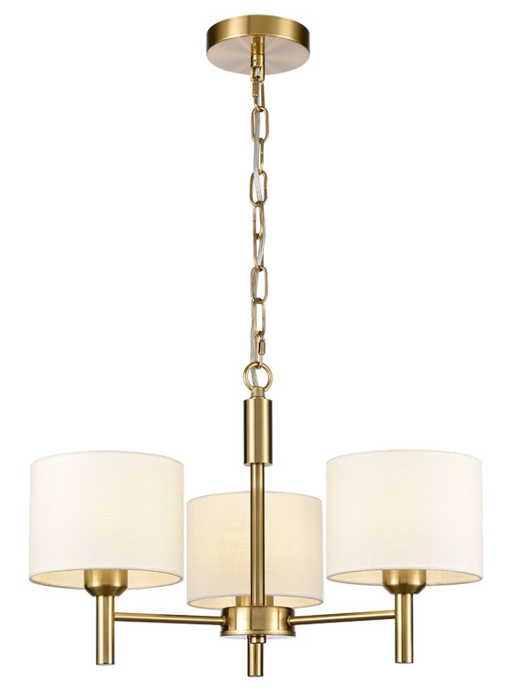 Barzini 3/5Lt Multi-Arm Pendant Semi-Flush Mount Light Fixture in Aged Brass & Cream Finish - Perfect for Dining Room, Kitchen Island, or Entryway Lighting
