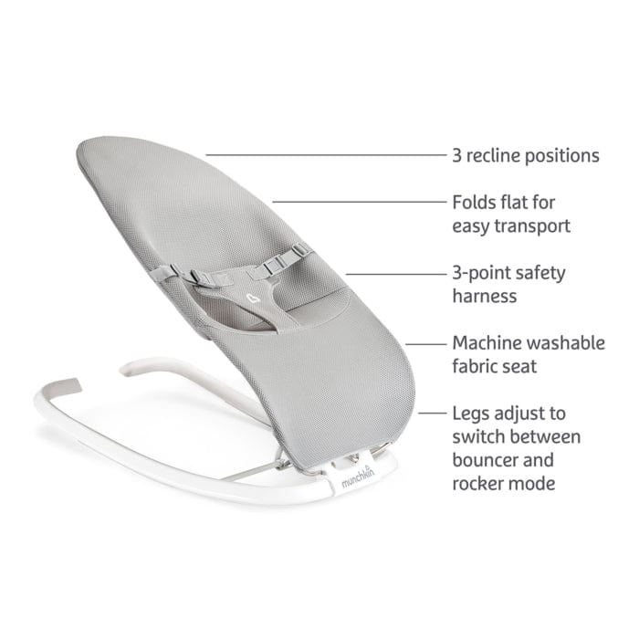 Munchkin Spring 2-in-1 Baby Bouncer & Rocker - Adjustable Infant Seat for Newborns to Toddlers - Perfect for Nursery, Playtime & Parent Relaxation