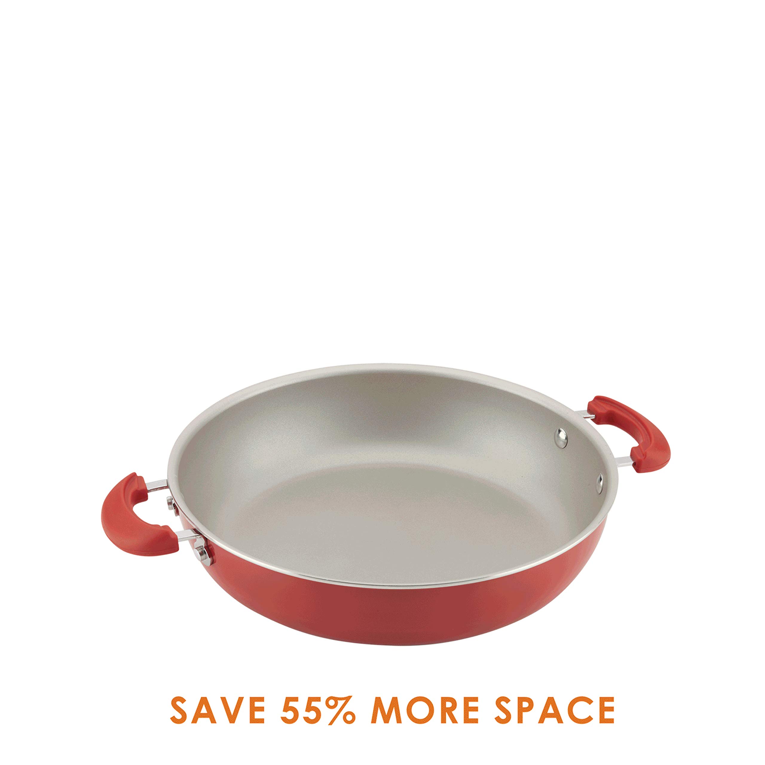 Rachael Ray 8-Piece Nonstick Cookware Set - Stackable Pots and Pans, Red | Durable Kitchen Essentials for Everyday Cooking, Baking & Meal Prep